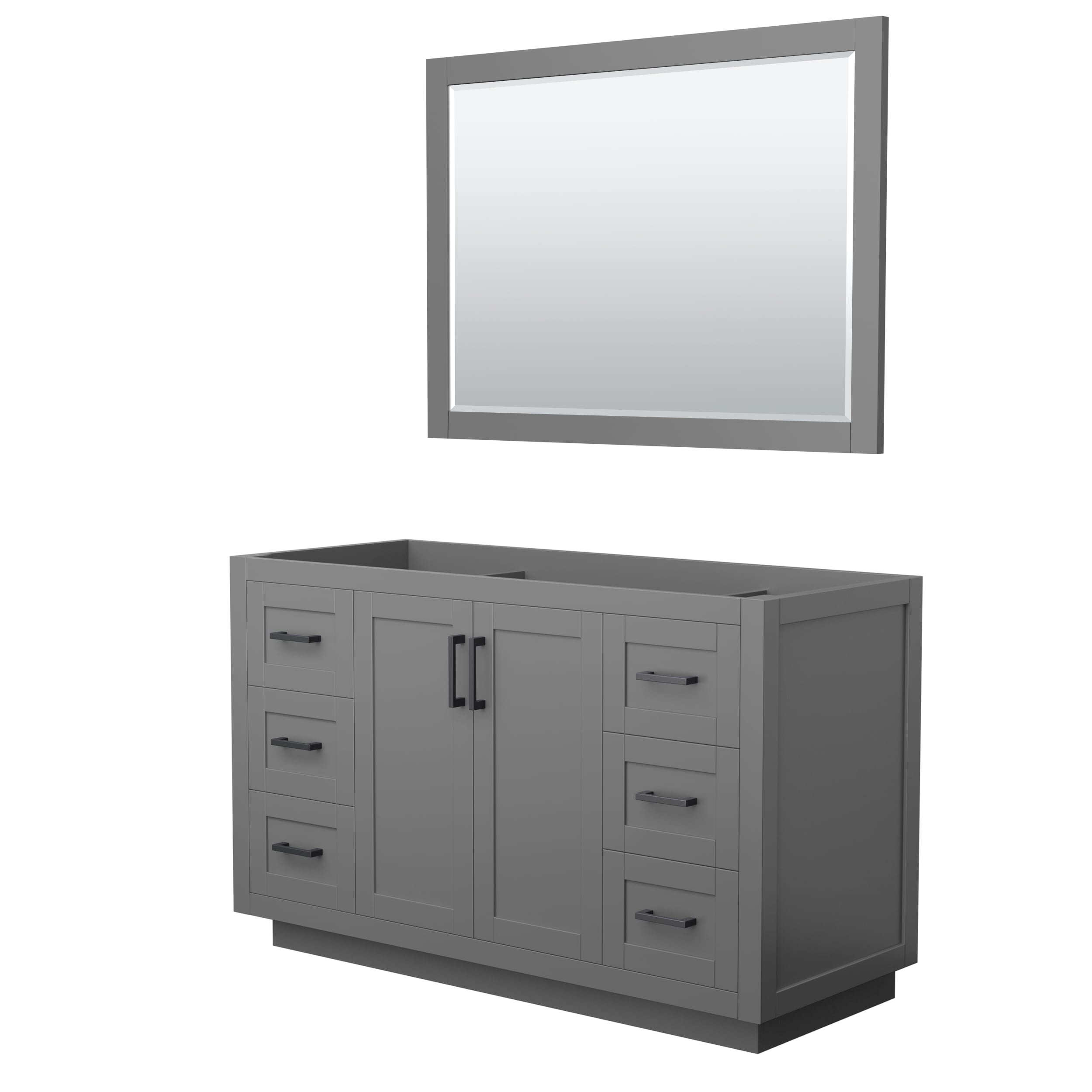 Wyndham Collection WCF292954SGBCXSXXM46 Miranda 54-in Dark Gray with Matte Black Trim Bathroom Vanity Base Cabinet without Top (Mirror Included)
