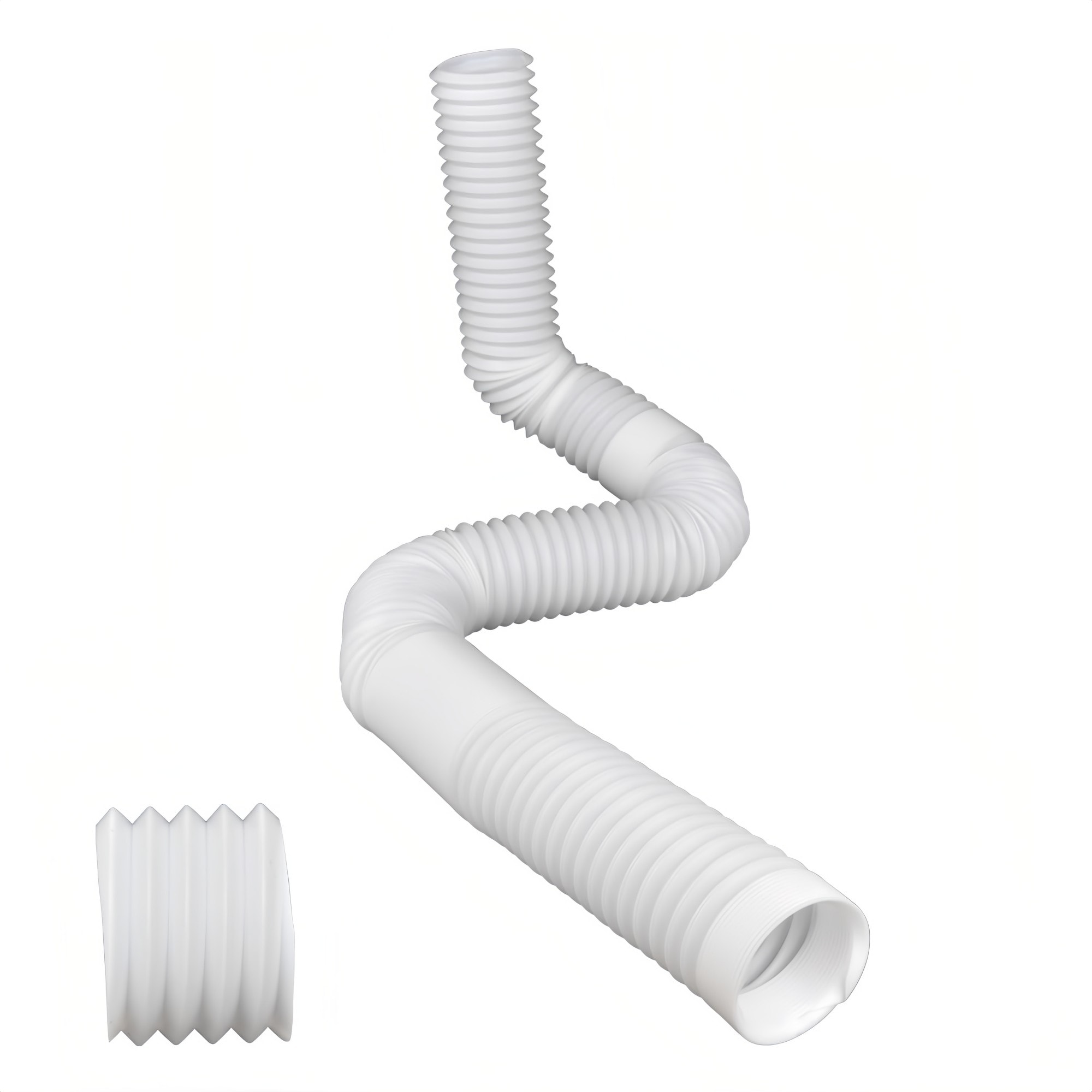 Numhew 6.6ft L 2.6in ID 3.1in OD Extendable White Flexible Extension Pipe