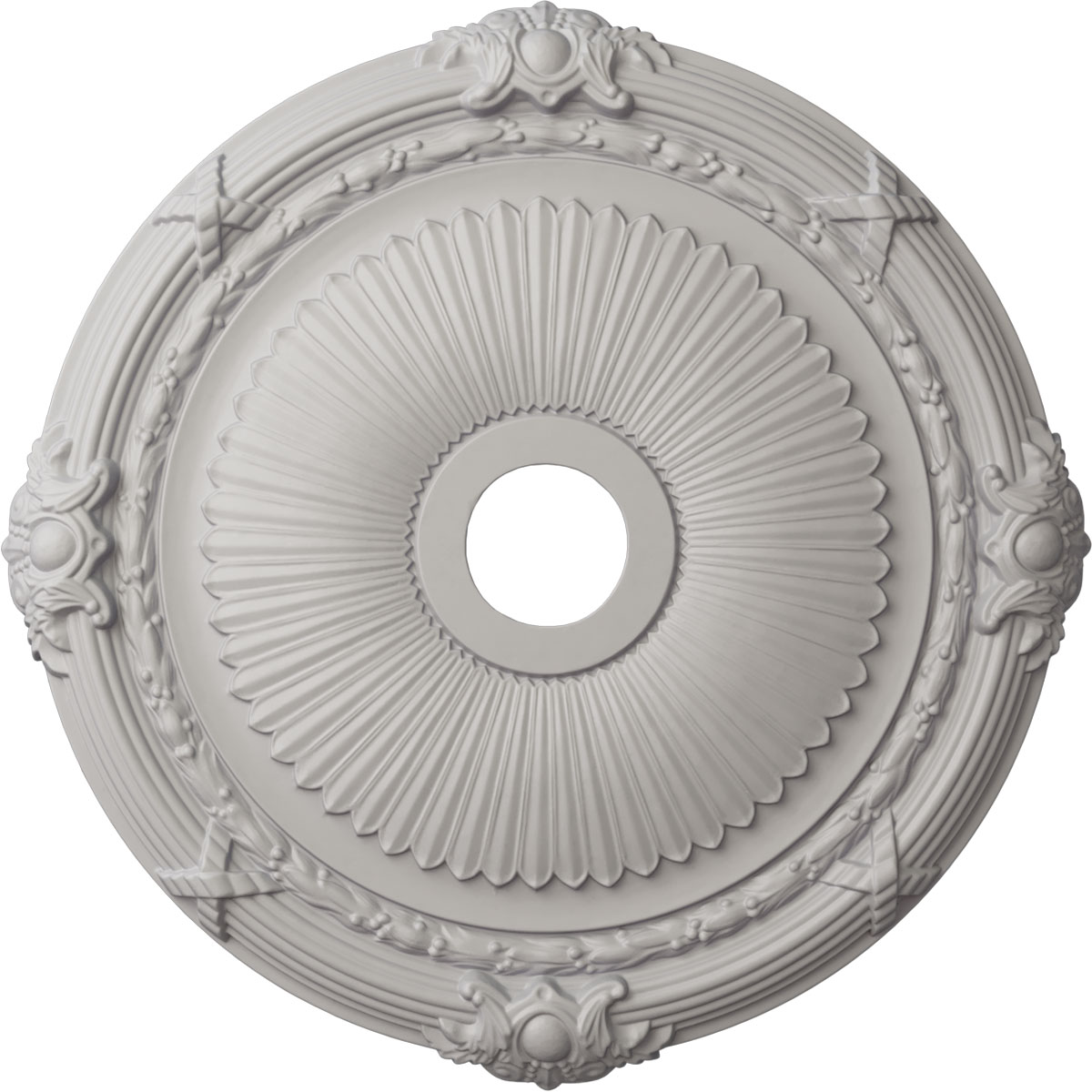 Ekena Millwork CM27HEUWF Heaton 27.5-in W x 27.5-in L Painted Ultra Pure White Polyurethane Whole Ceiling Medallion