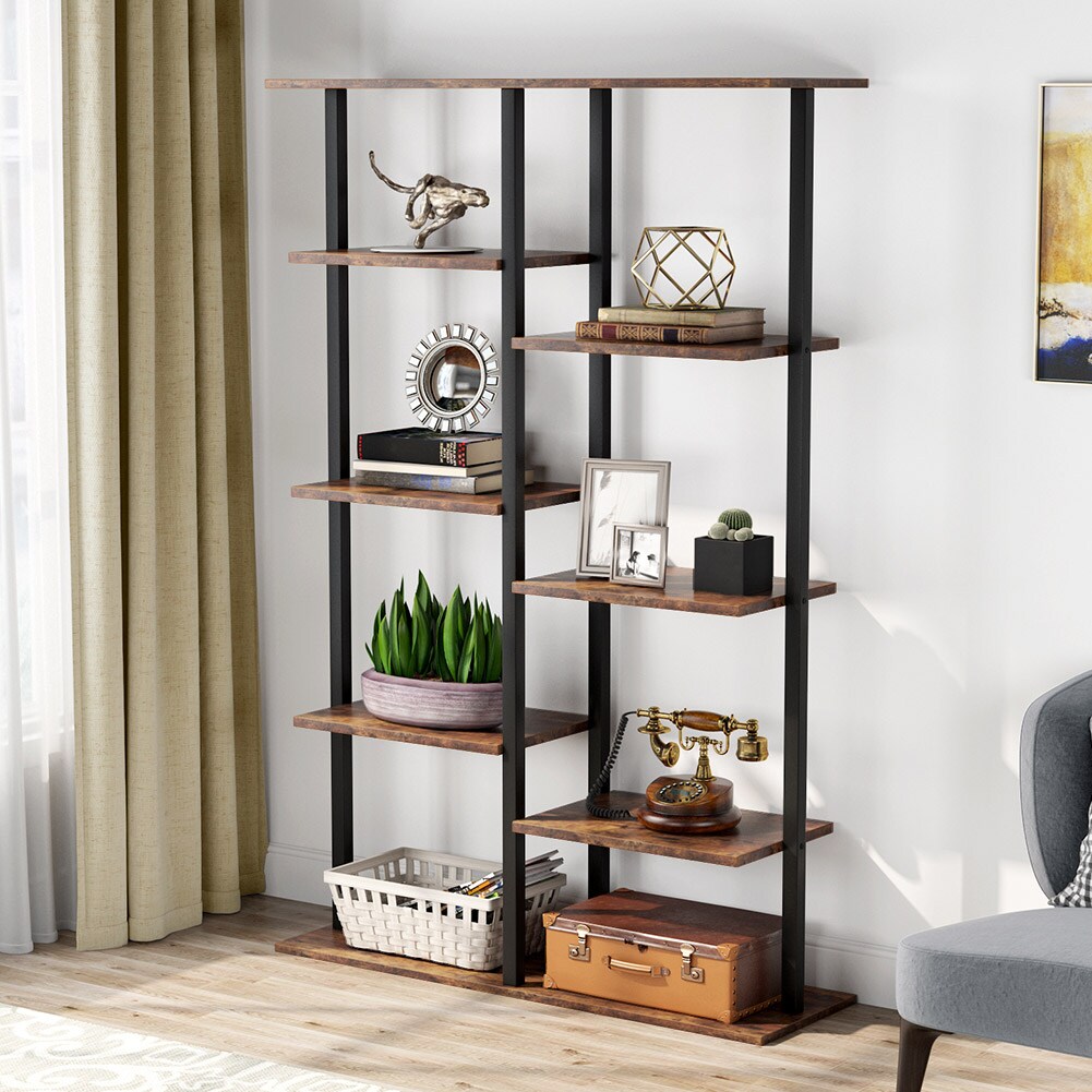 Tribesigns Hoga-K0015 Brown Metal 8-Shelf Bookcase (31.49-in W x 58.26 ...