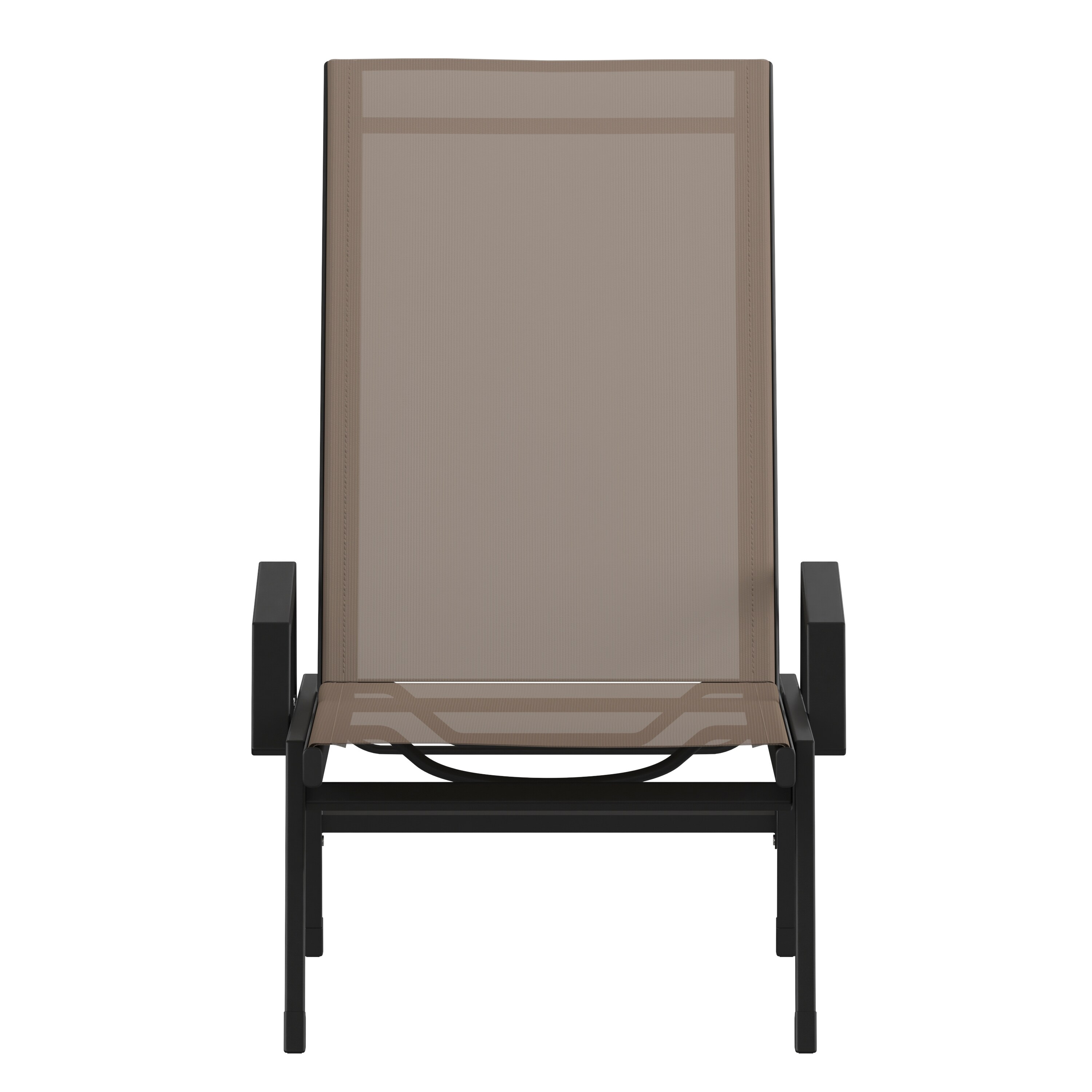 Brazos 62.5" Adjustable Outdoor Lounger in Black/Brown with Arms