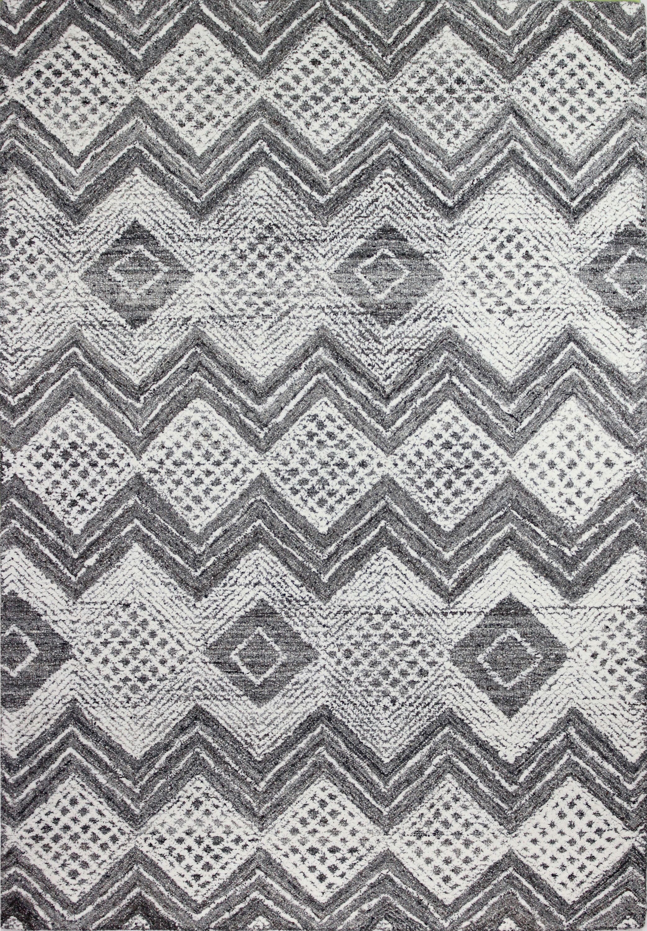 Bashian 649652288598 9 X 12 (ft) Wool Ivory/Charcoal Indoor Geometric Moroccan Area Rug
