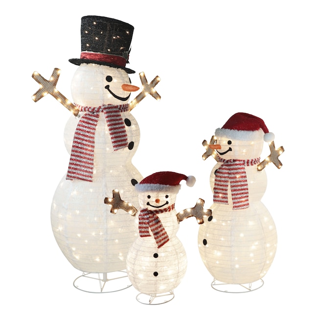 VEIKOUS 49.6-in Snowman Free Standing Decoration with Clear LED Lights ...