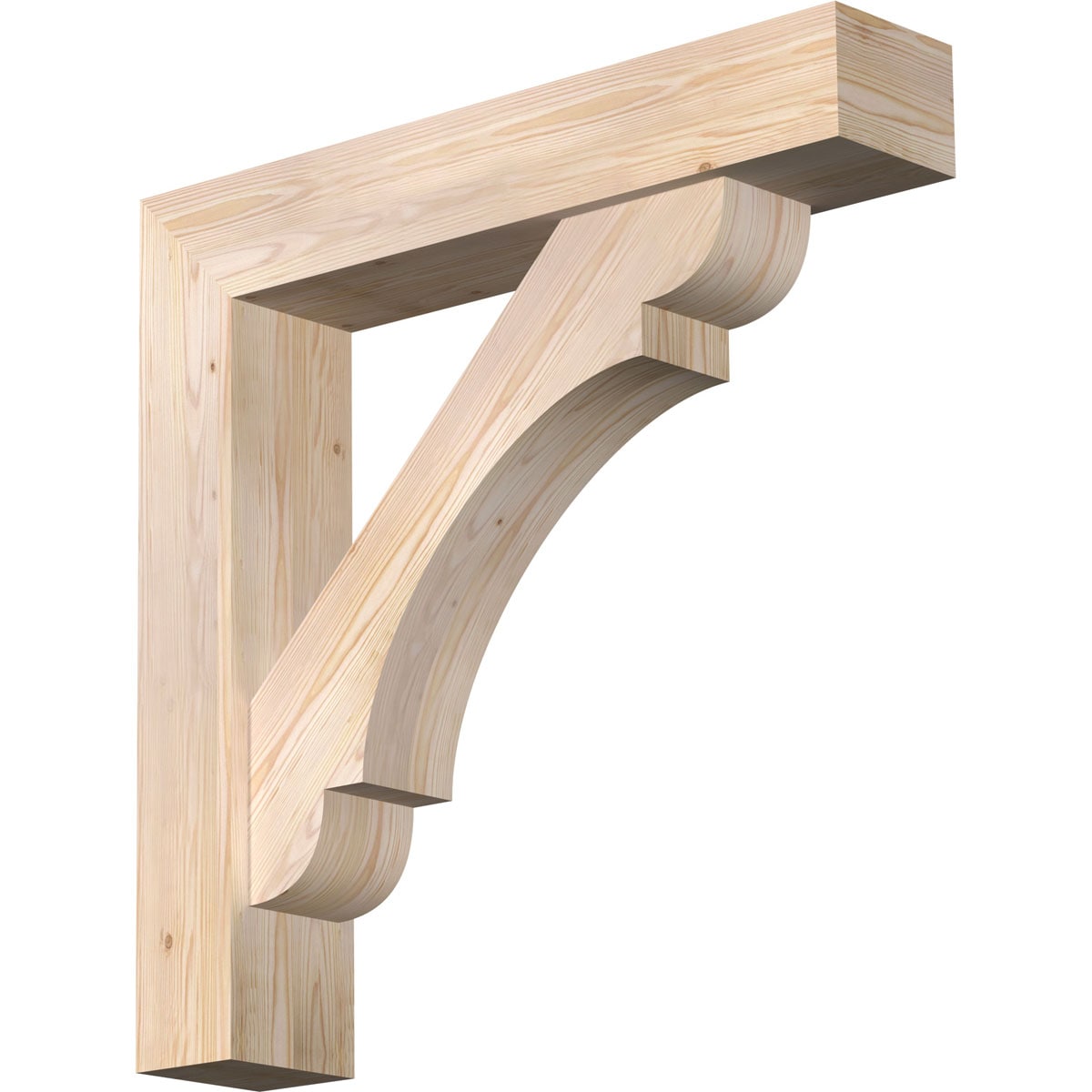 Ekena Millwork 1463799 Olympic Block Smooth Bracket with Offset Brace 7-1/2-in x 38-in x 38-in Douglas fir Brown Wood Standard bracket