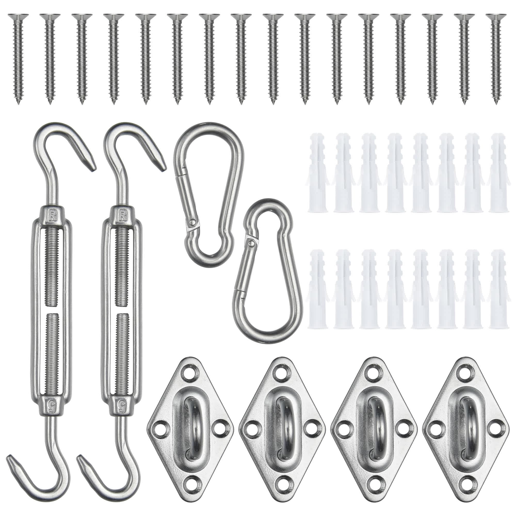 Yescom 07SSS023-HDW-R5IN-LO Rectangle Sun Shade Sail Hardware Kit 304 Anti-Rust Stainless Steel Turnbuckle