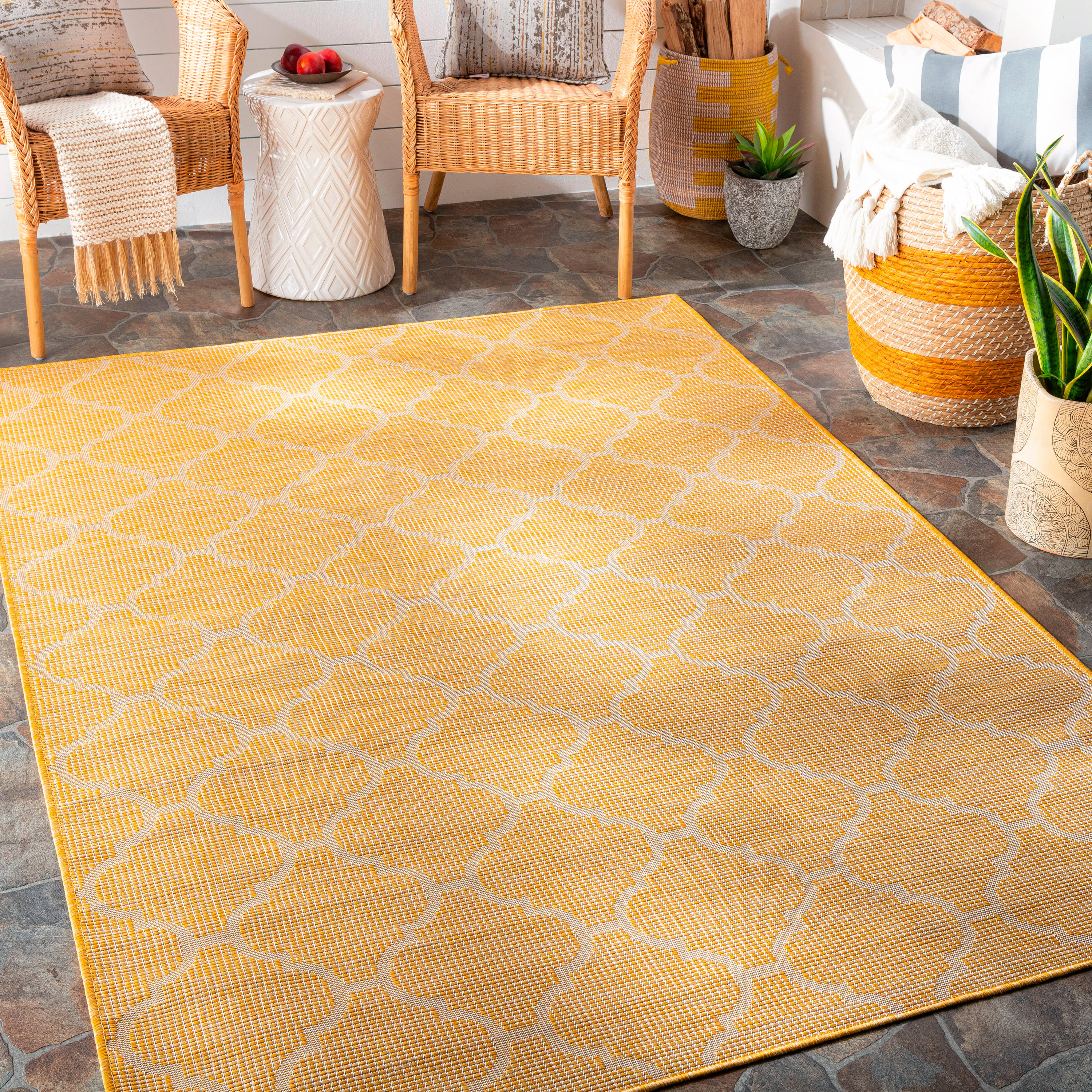Artistic Weavers PSA2347-71010 Pasadena 8 X 10 Yellow Indoor/Outdoor Abstract Oriental Area Rug