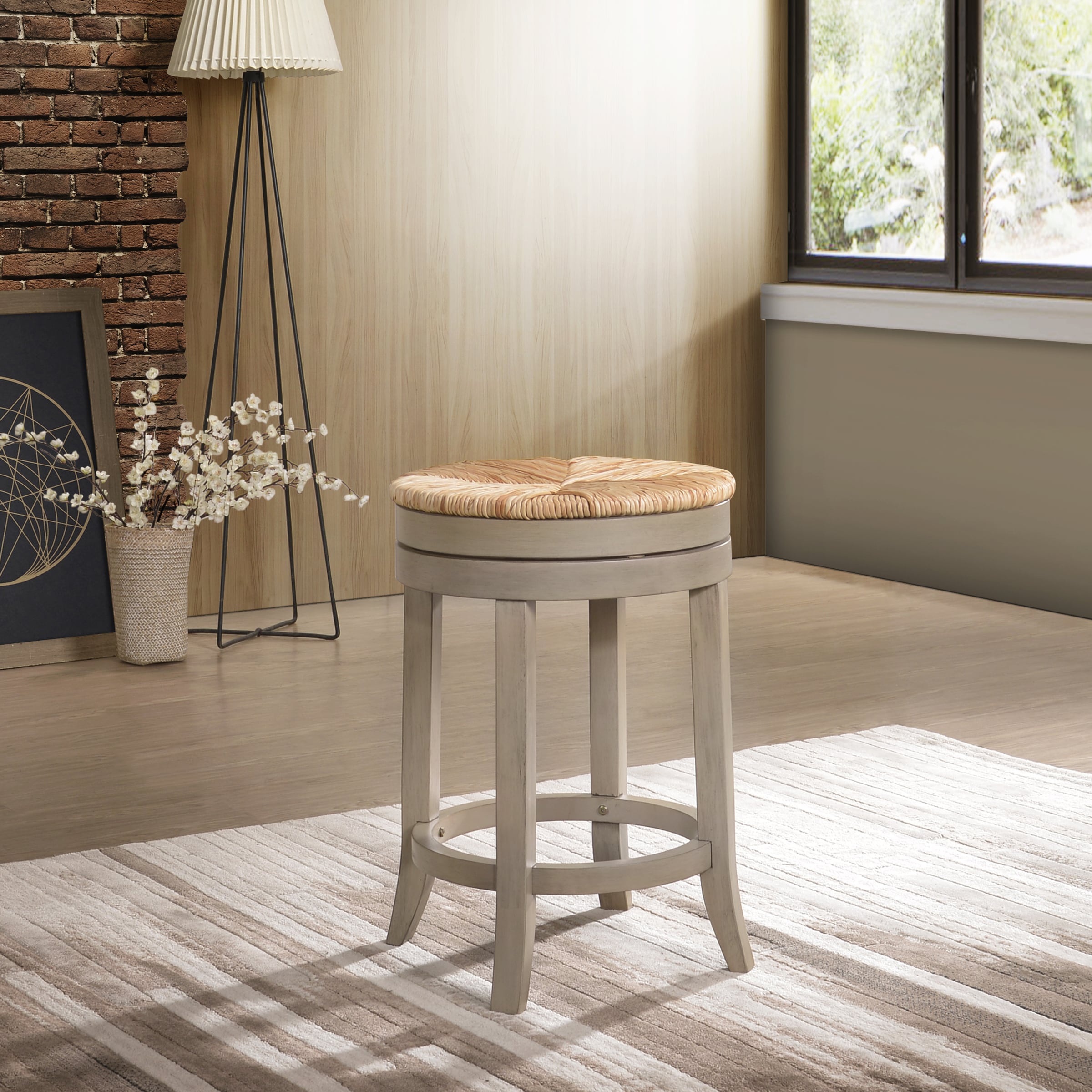 Irving 24" Weathered Gray Wood Swivel Counter Stool
