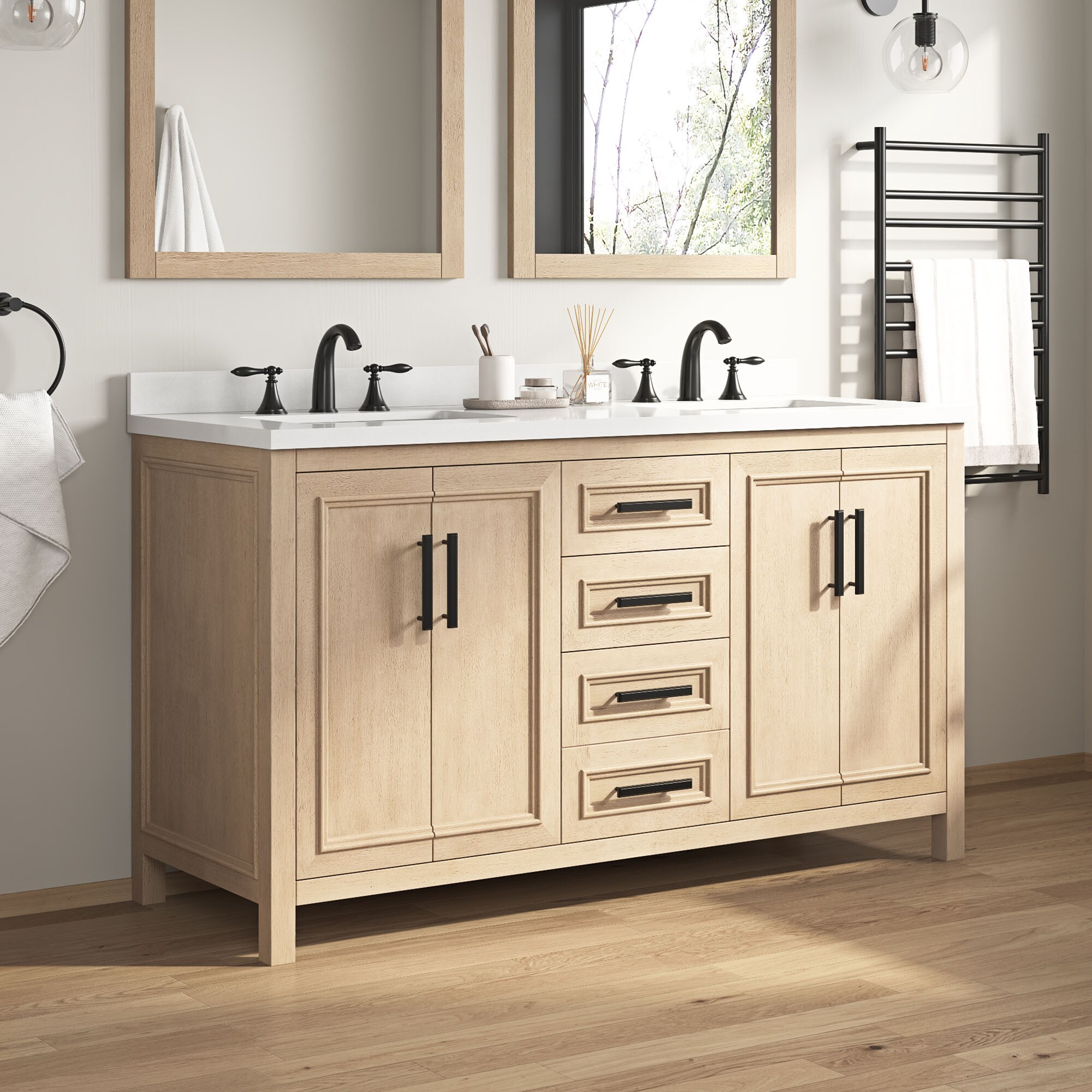 OVE Decors Nyall 60-in Sahara Birch Undermount Double Sink Bathroom ...