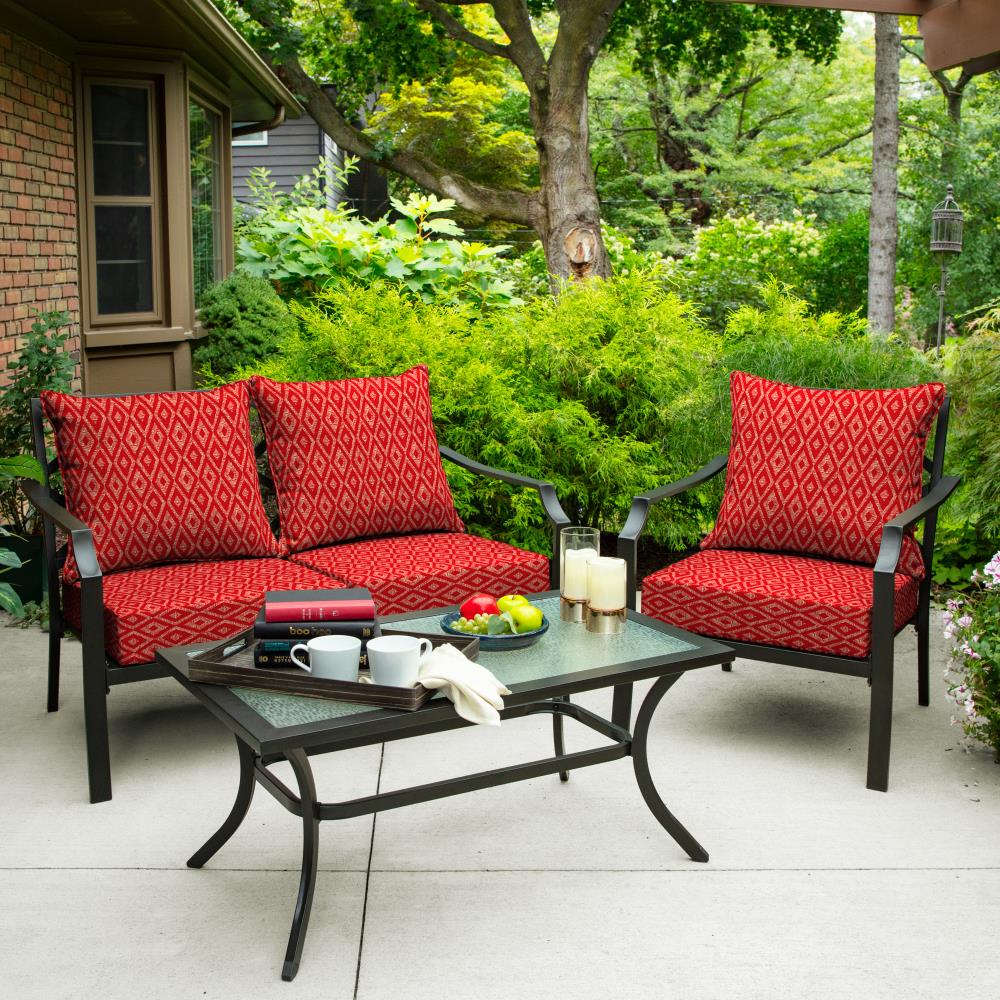 Garden Treasures 2 Piece Red Diam Ruby Deep Seat Patio Chair Cushion At