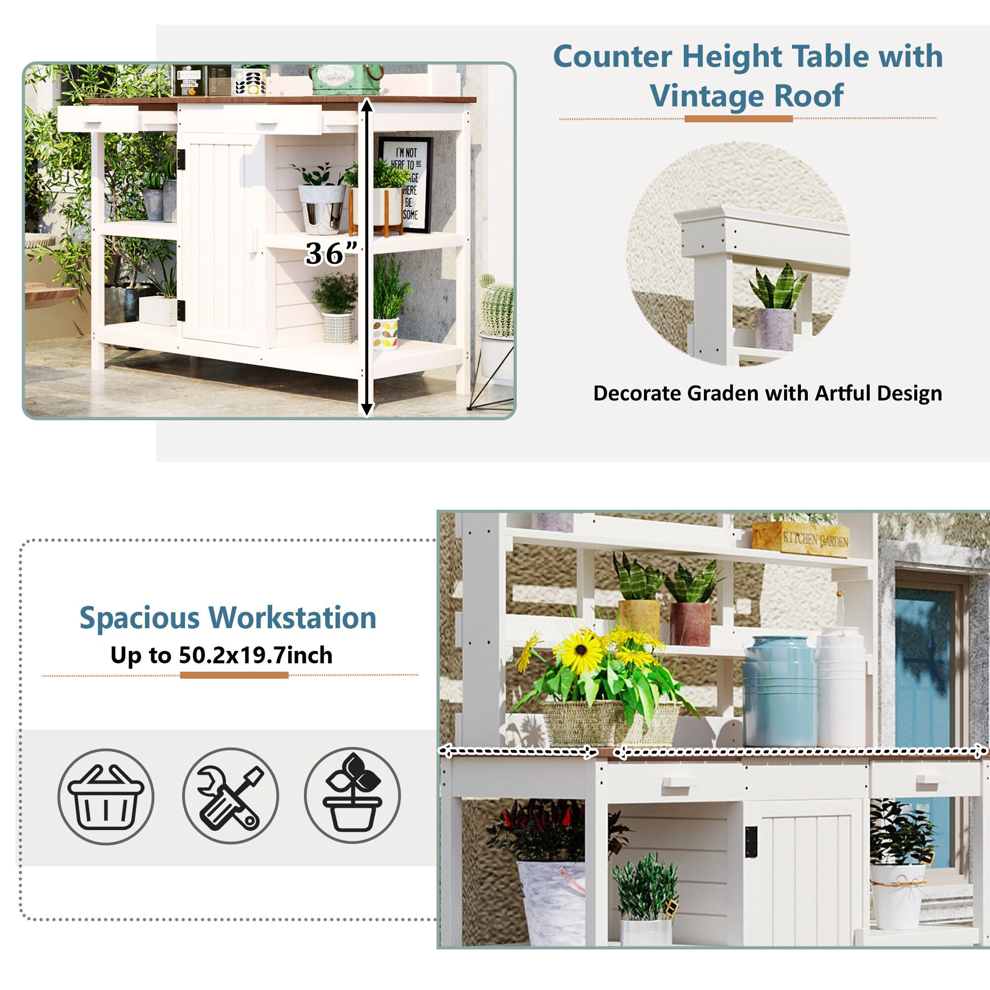 Clihome CL-TP21WH Potting-Benches - View #6