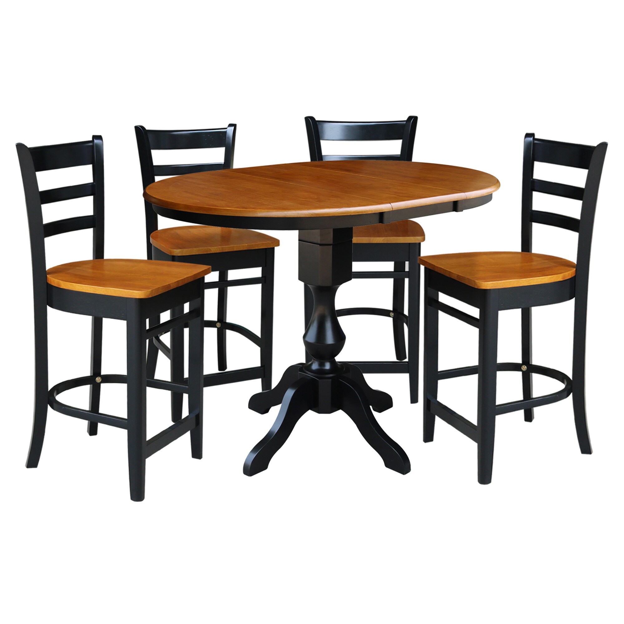 International Concepts K57-36RXT-11-S6172-4 Black/Cherry Traditional Dining Room Set with Round Table ( Seats 4 )