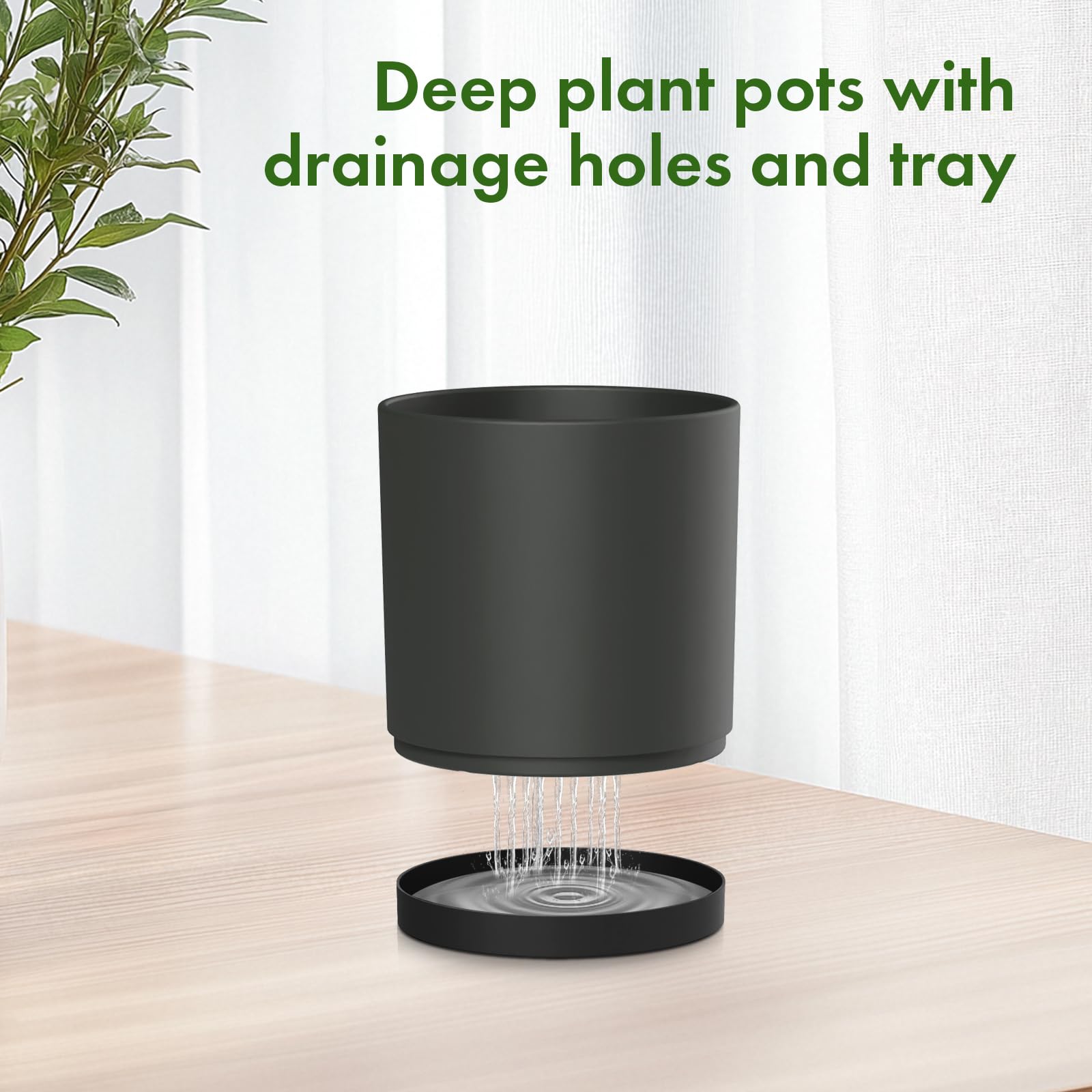 ITOPFOX 8 7 6 Inch Plant Pots Set Decorative Plastic Cylinder
