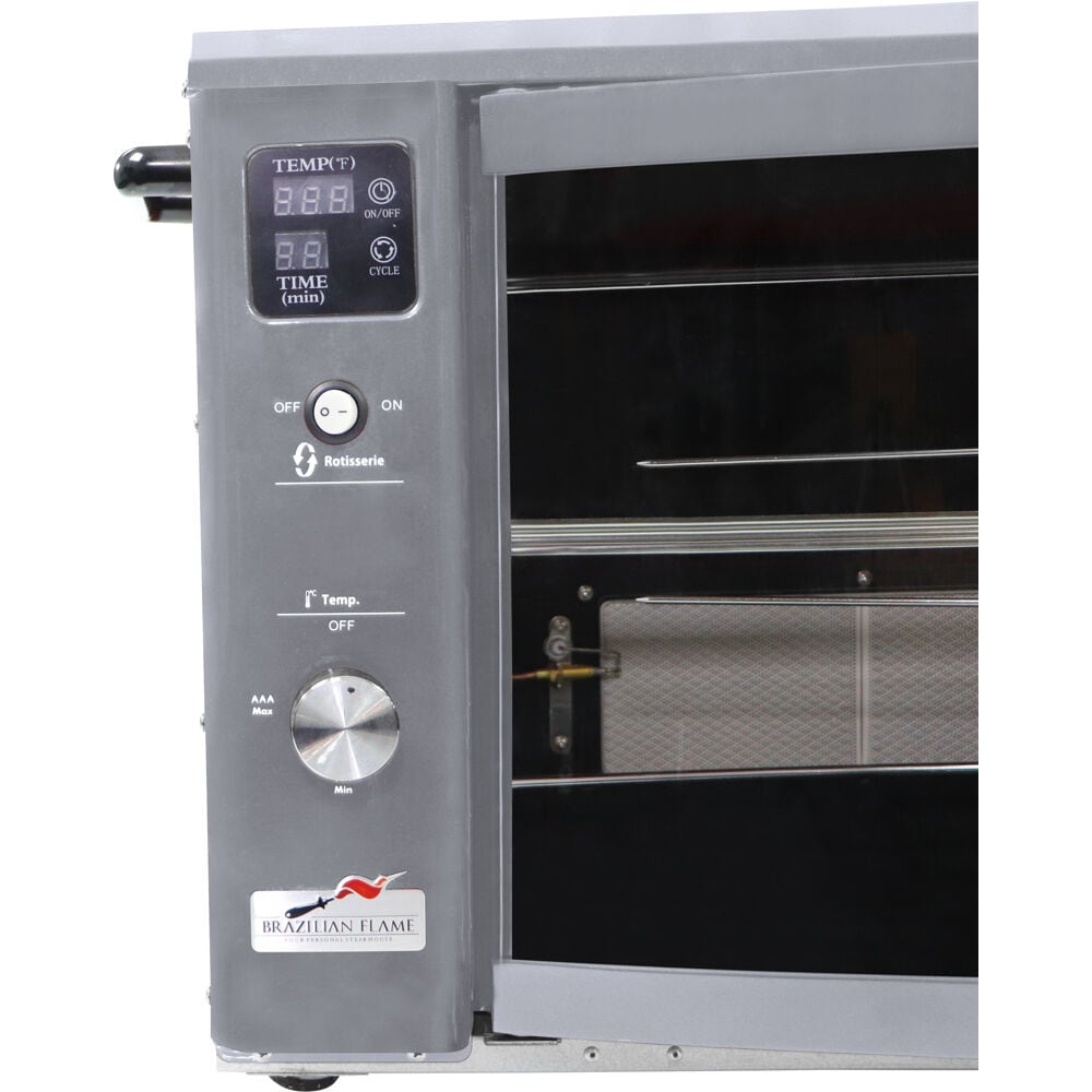 Silver Propane Gas Rotisserie Grill with Auto Rotating Skewers
