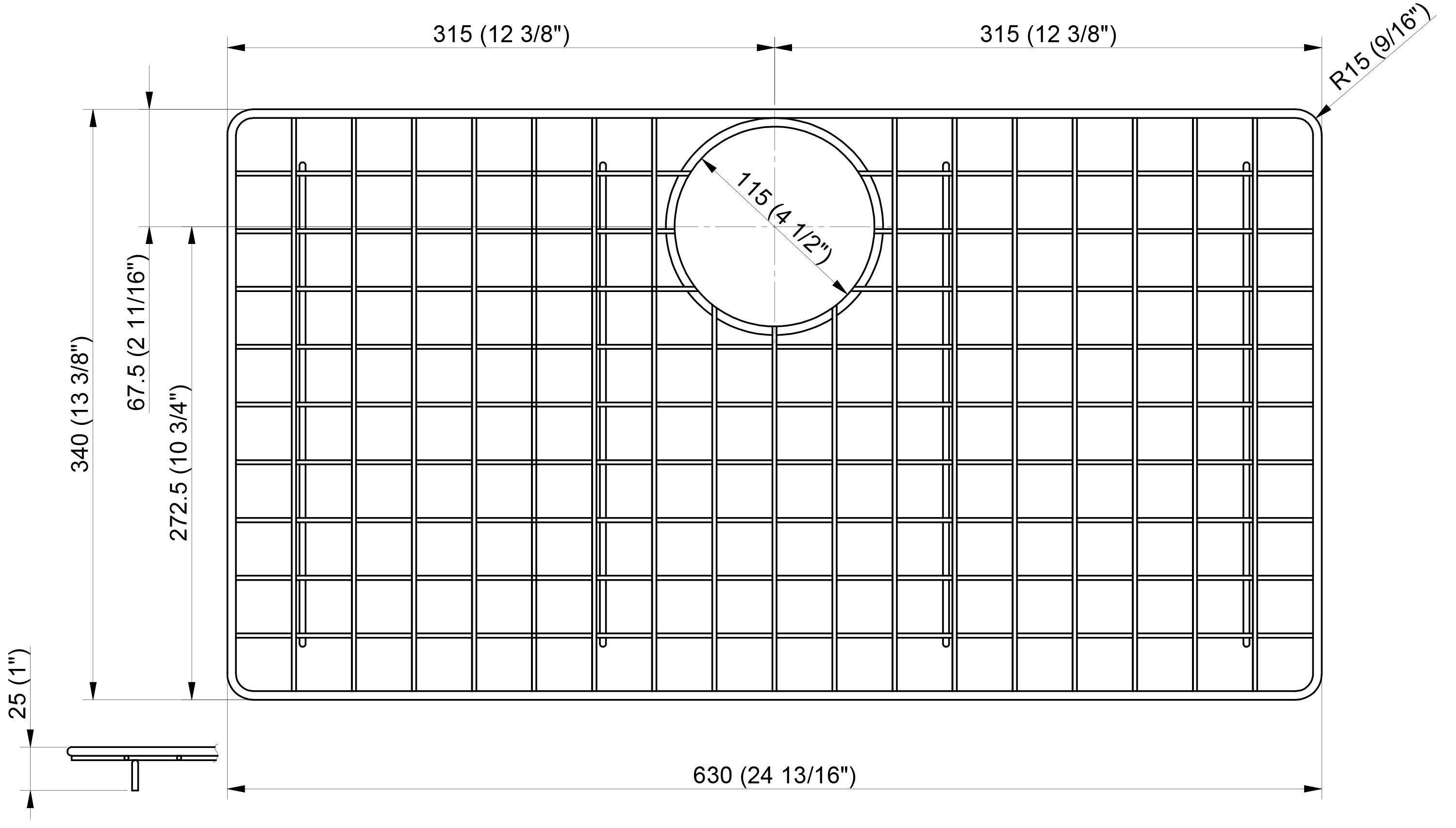 Stainless Steel Sink Grid with Plastic Feet