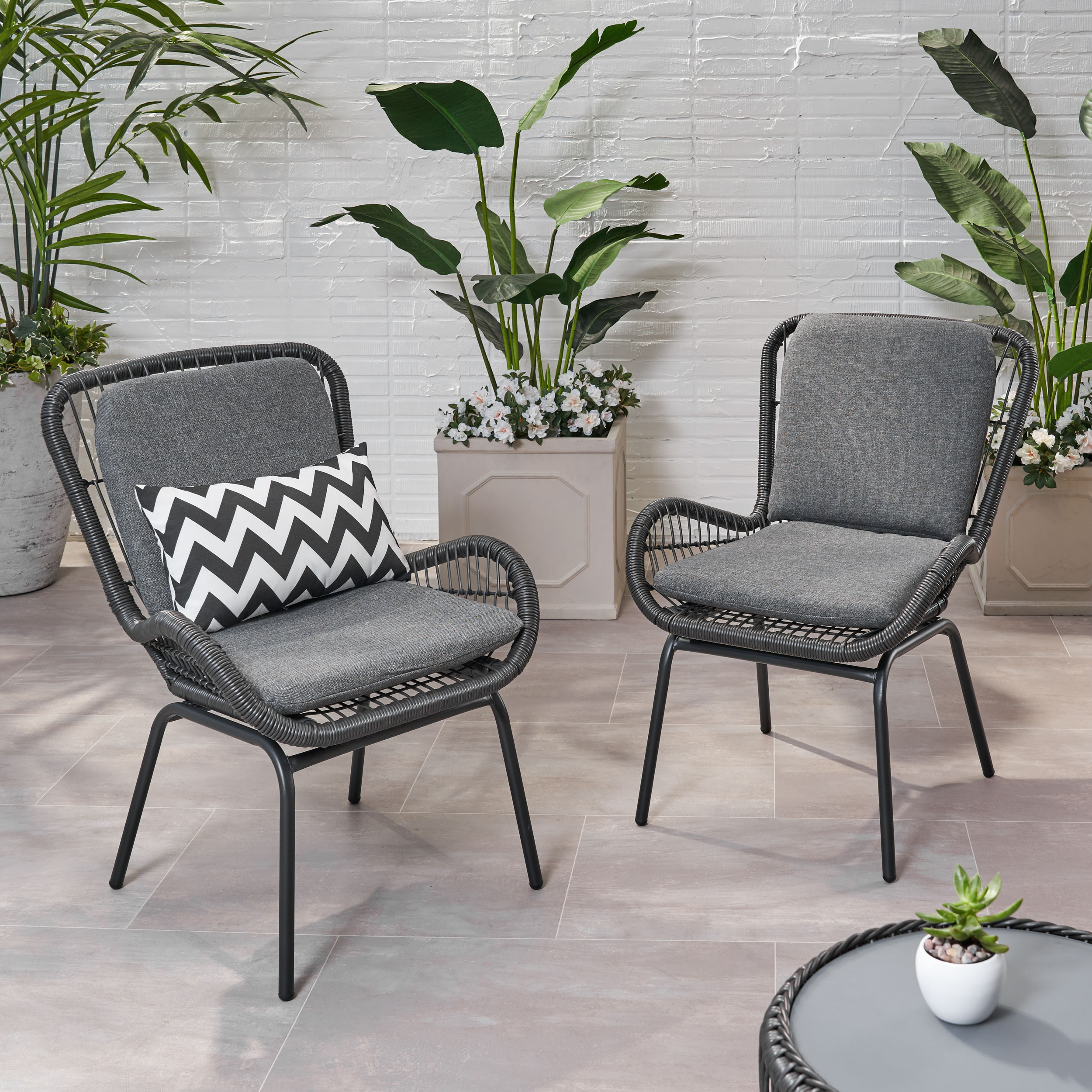 ModernLuxe 64877.00GRY Mccaskill Patio Chair with Cushions Set of 2