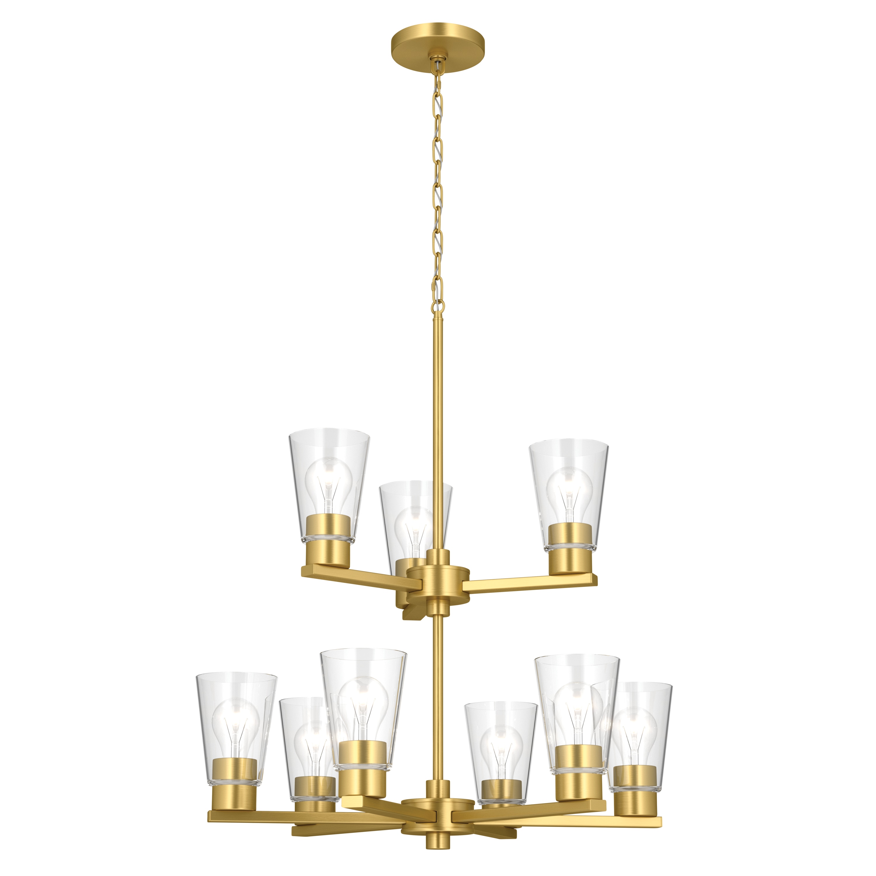 Kichler Stamos 24" 9-Light 2-Tier Chandelier with Clear Glass in Brushed Gold