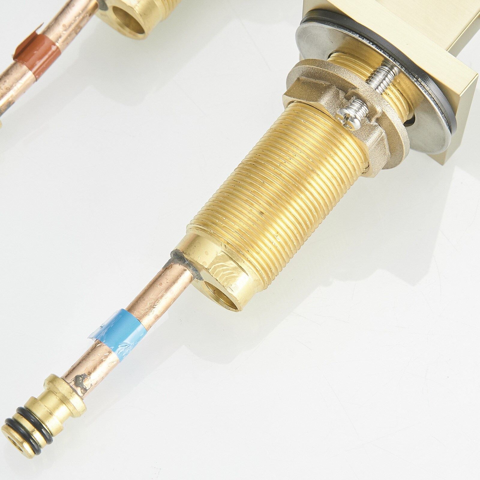 Brushed Gold Modern Widespread Bathroom Faucet with Lever Handles
