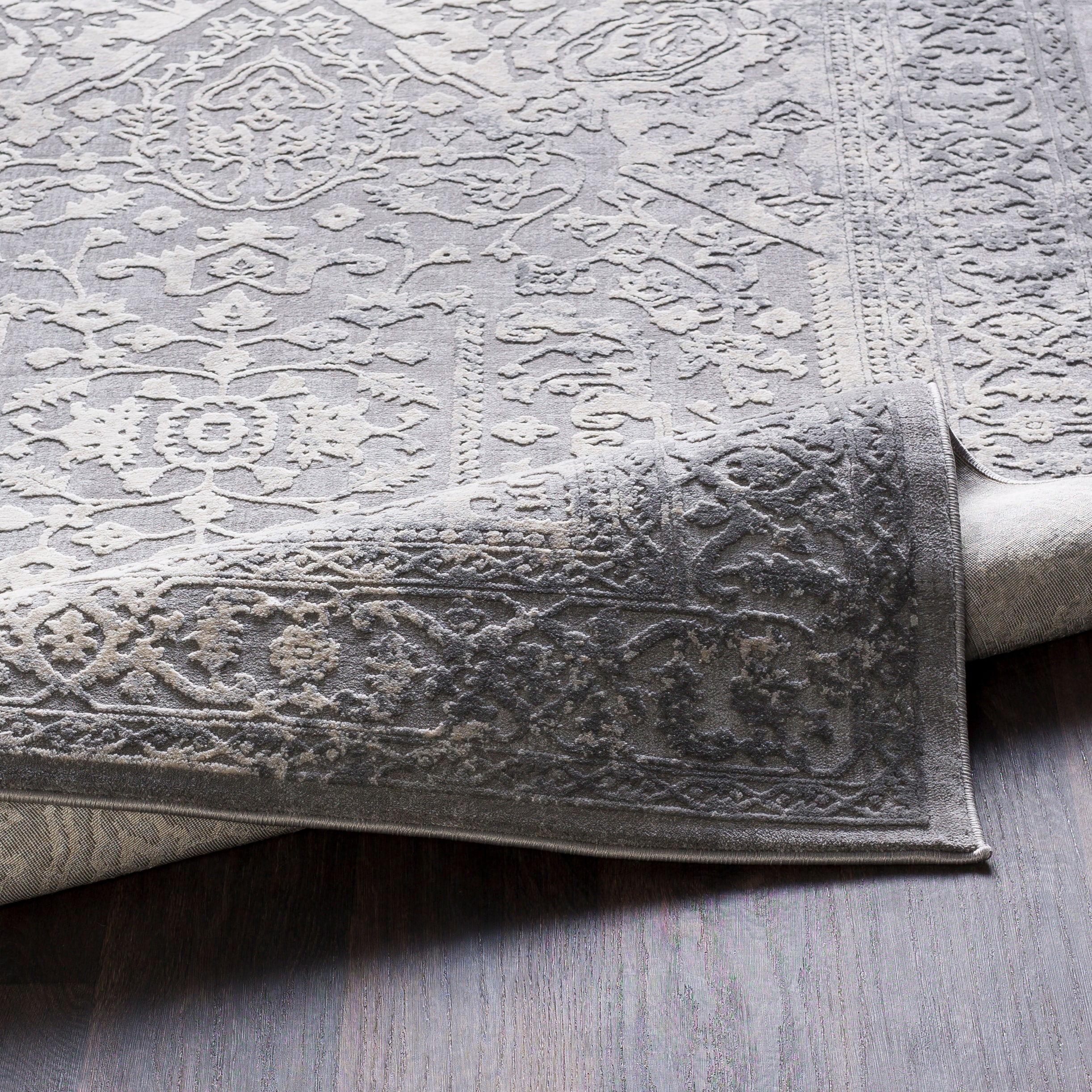 Elegant Medallion 8' x 10' Overdyed Gray Wool Blend Area Rug