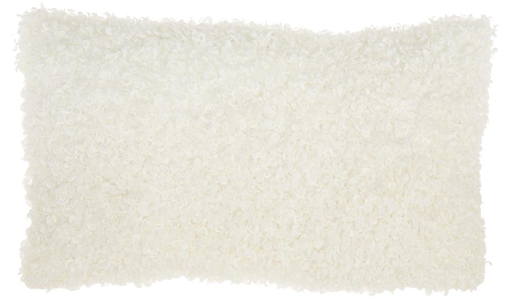 Mina Victory 798019067731 Faux Fur 14-in x 24-in Ivory Rectangular Indoor Decorative Pillow
