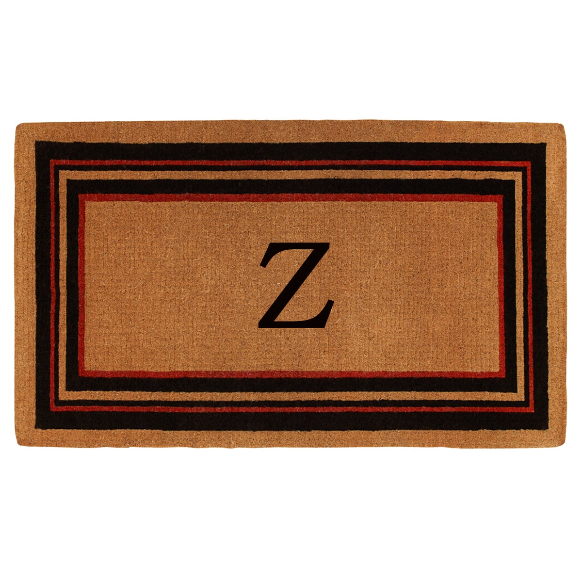 Callowaymills 180061830Z 18-in x 30-in Natural/Black/Red Coir Non-Slip Grip Indoor or outdoor Decorative Door Mat