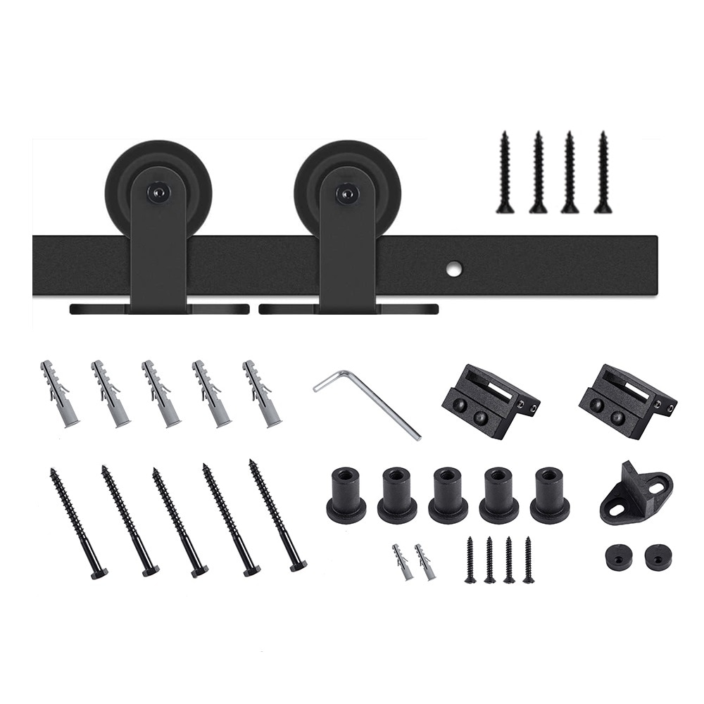RELIABILT 78-in Matte Matte Black Indoor Top mount Single Barn door hardware kit #07-3173