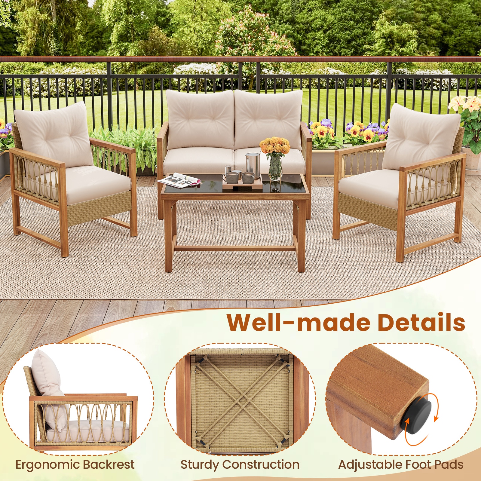 Ayelon 728BNLW4KHW72 Patio-Conversation-Sets - View #7