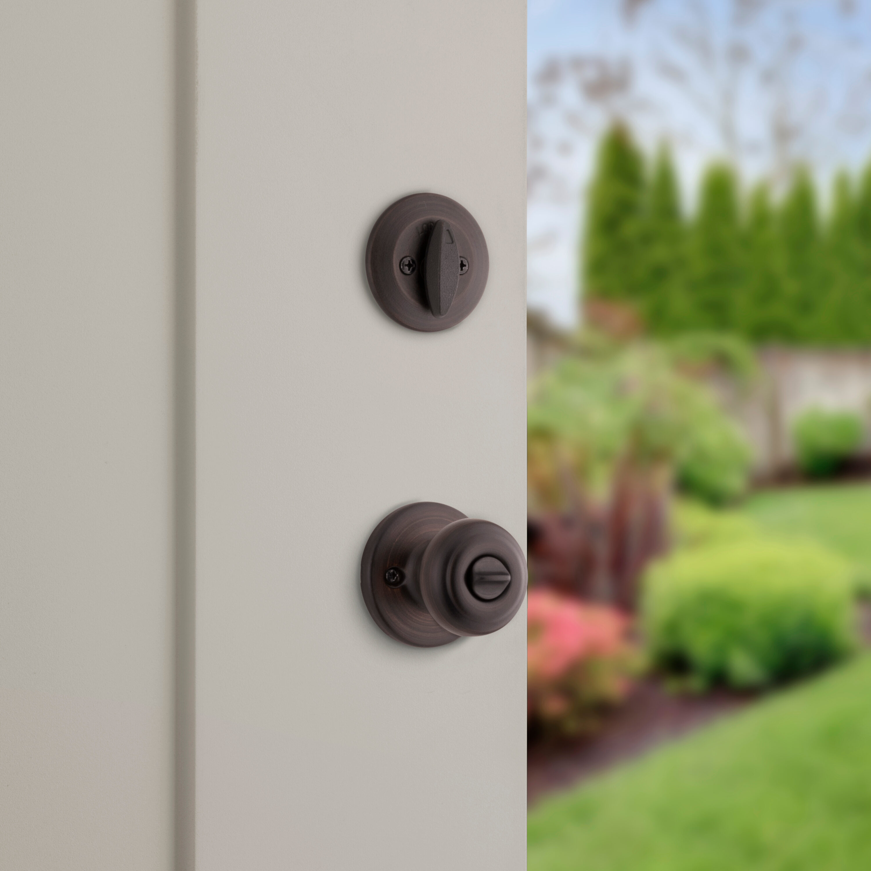 Kwikset Cove Venetian Bronze Smartkey Exterior Single-cylinder deadbolt ...