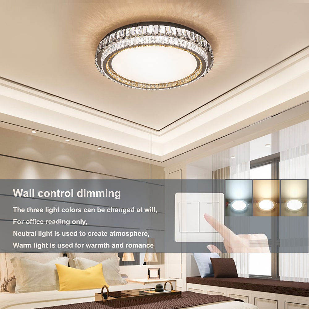 Oukaning Wall Control 19.68-in LED 1-Light Brushed White LED Flush ...