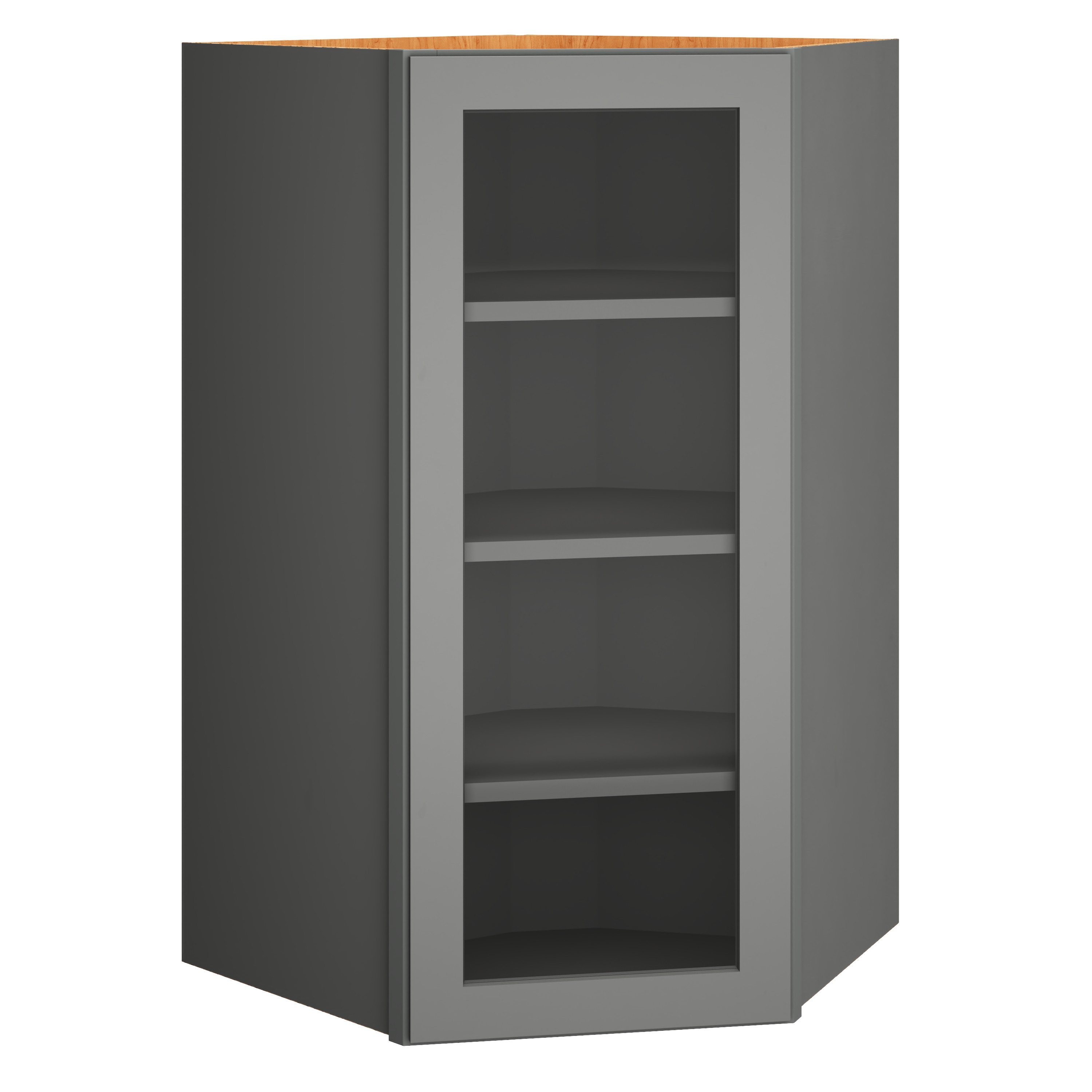 Diamond Express 328 DWCG422424R Jamestown 42-in W x 42-in H x 12-in D Moonstone Gray Diagonal Corner wall Fully assembled Plywood Cabinet (Cut for Glass Square)