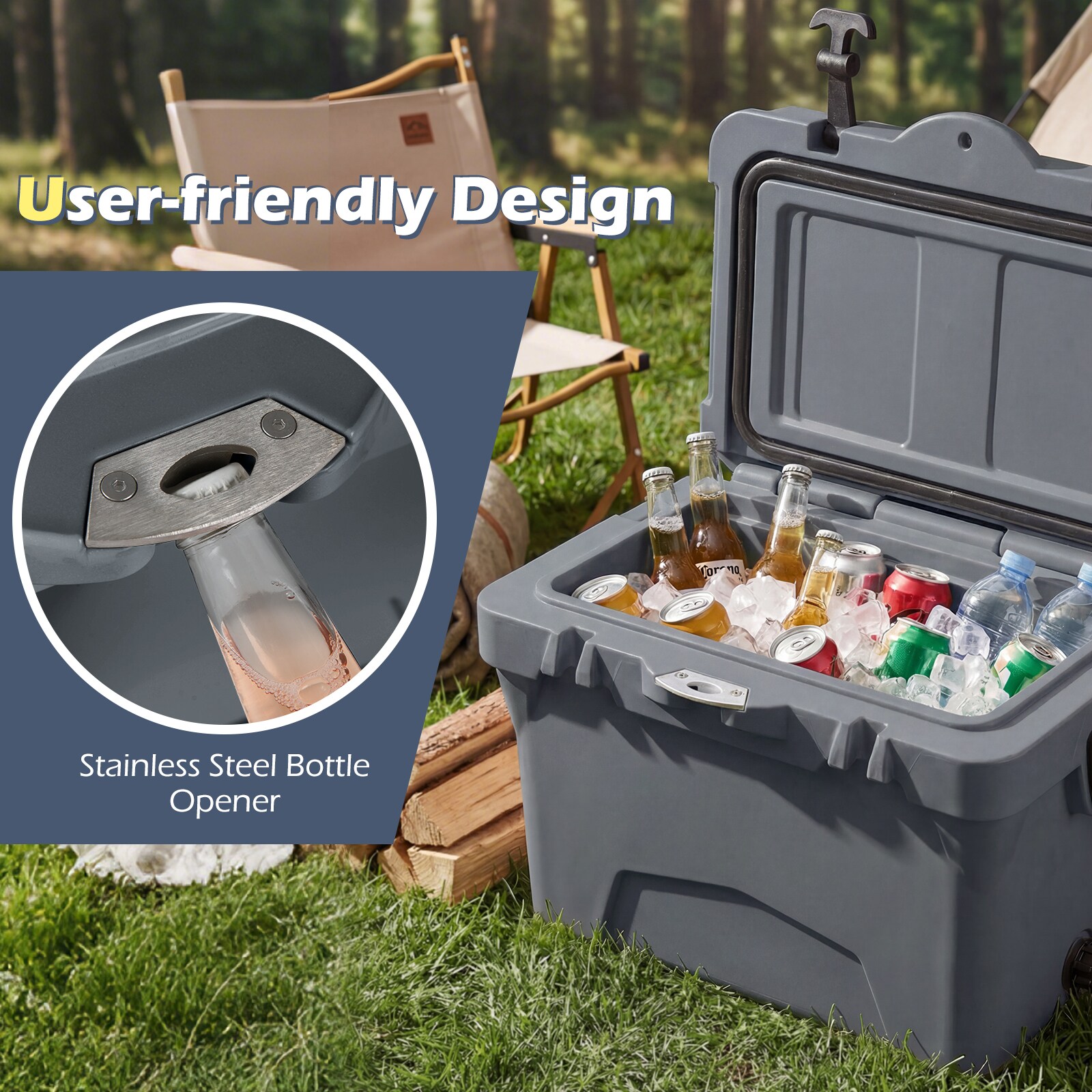 Volenca 45-Quart Portable Hard Cooler with 6-Day Ice Retention Built-in ...
