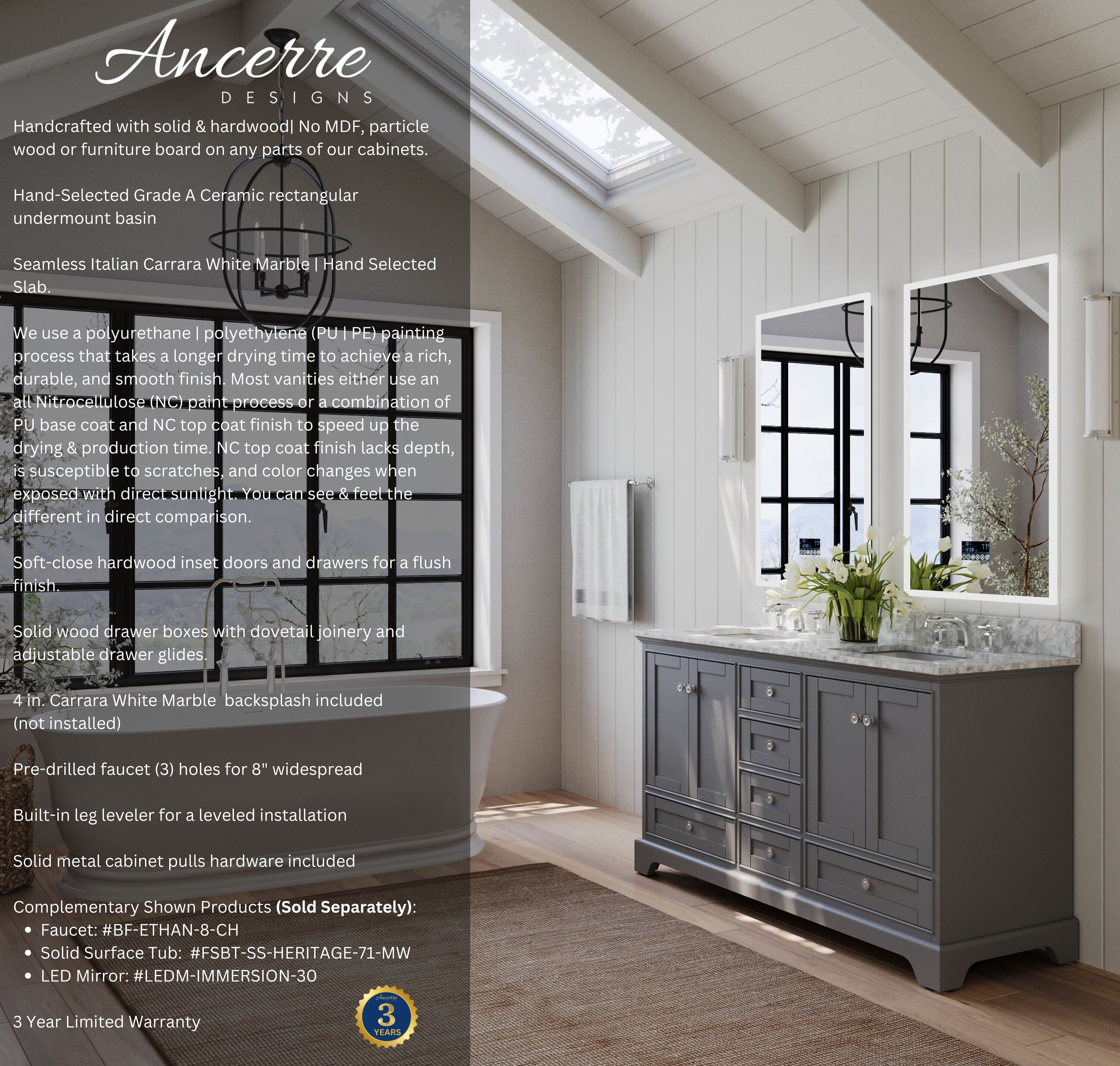 Ancerre Designs VTS-AUDREY-66-SG-CW Bath-Vanity-Combo - View #2