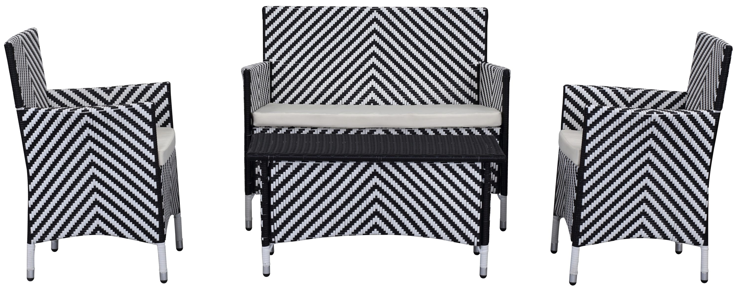 Safavieh PAT2508G Patio 4-Piece Patio Conversation Set