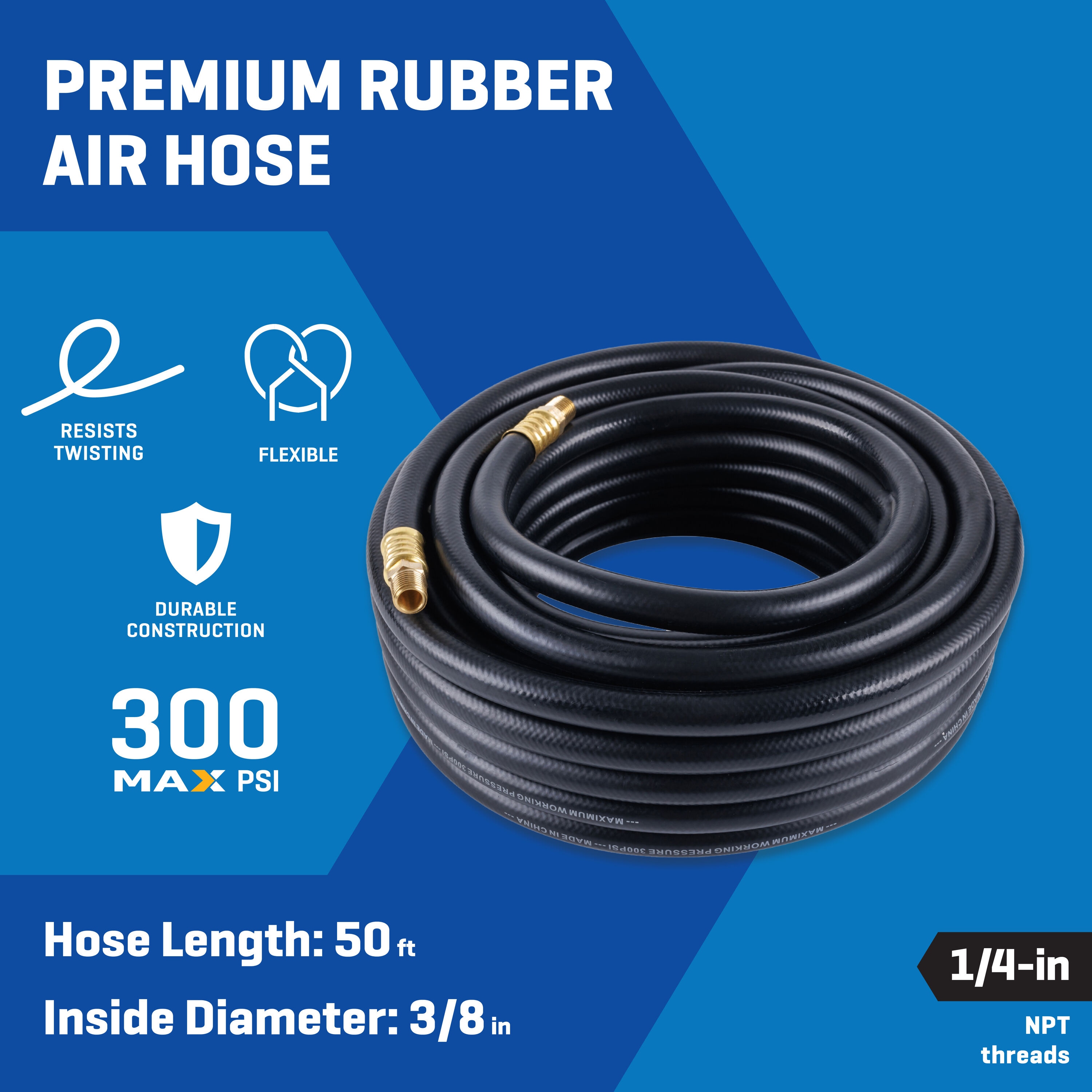 Kobalt 3/8-in x 50-ft Premium Rubber Air Hose | SGY-AIR270