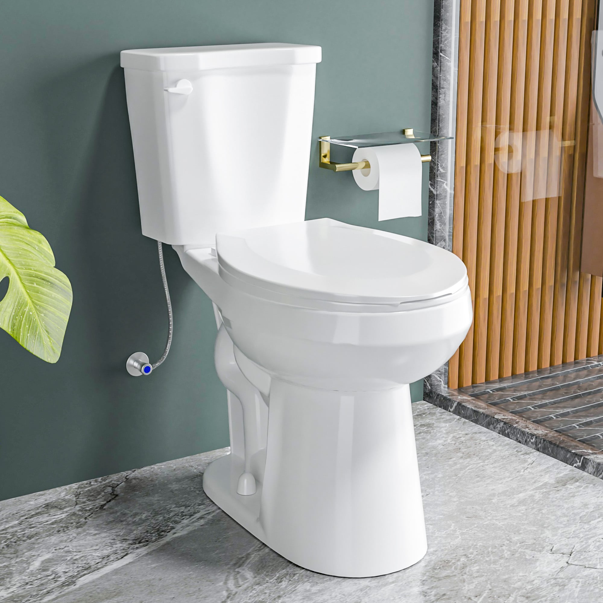 Miuara - Tall Toilet 19 Inch for Seniors 1.28 GPF Single Flush Two Piece Compact Comfort ADA Hi...