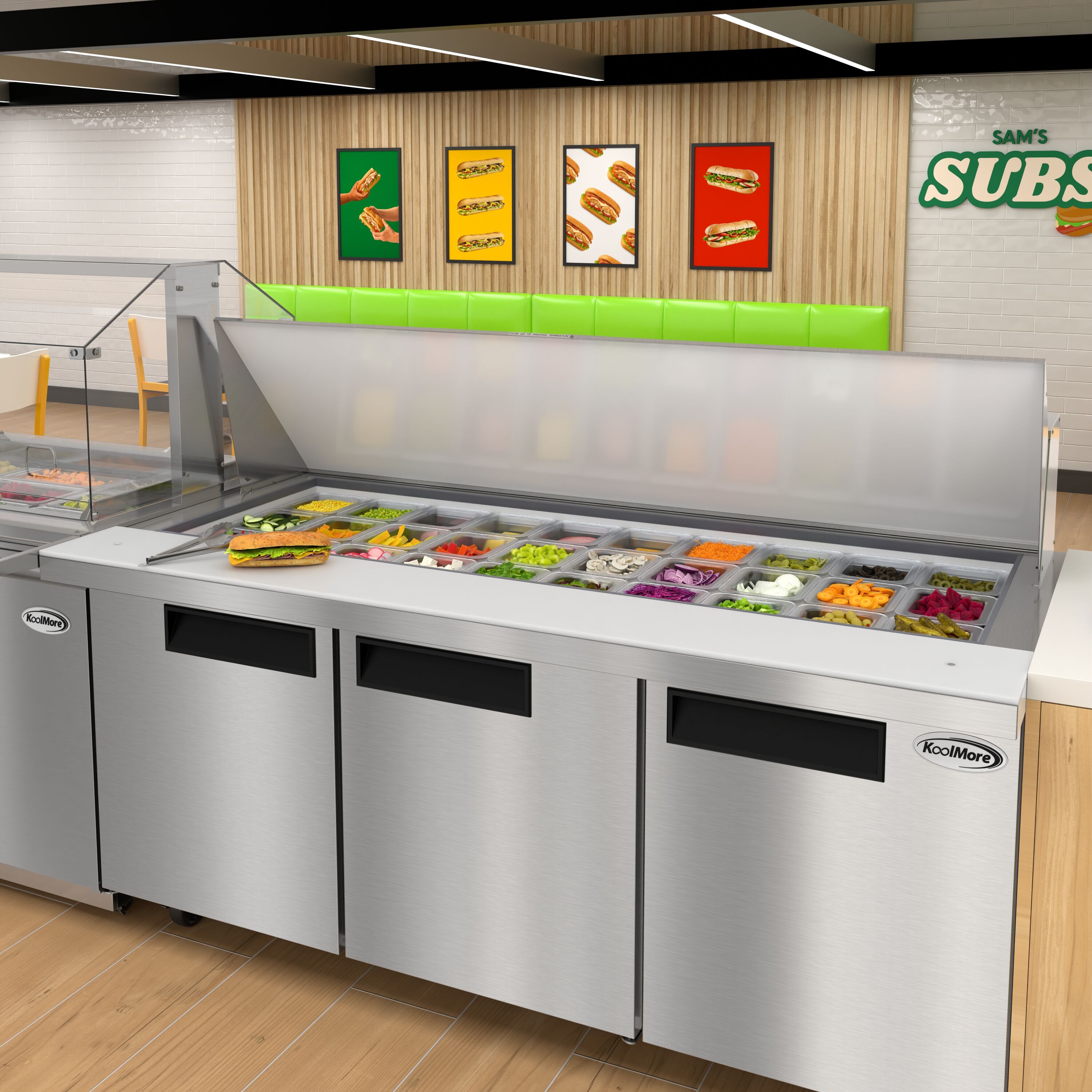 KoolMore LOW-KM-MPTR70-3D Refrig-Prep-Tables - View #3