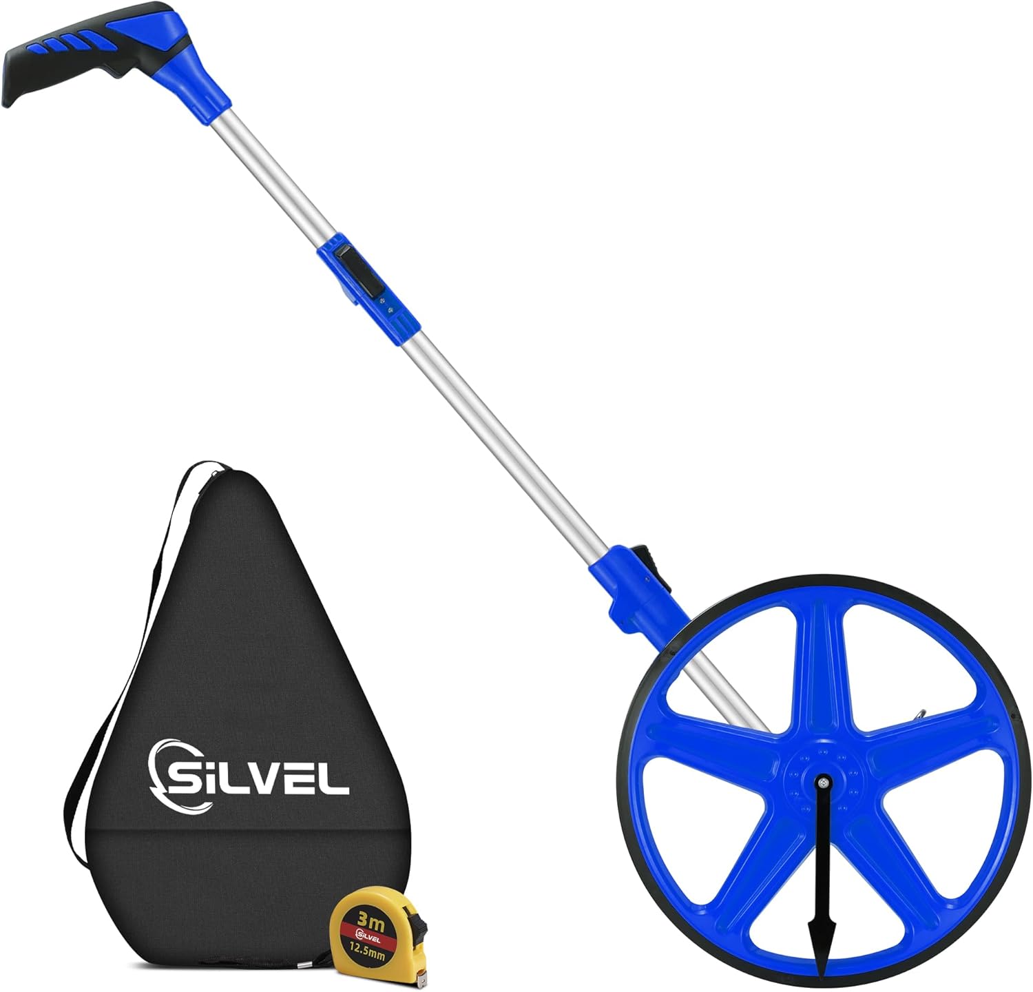 Silvel 12 Inch Measuring Wheel MAX9999FT Measuring Wheel in Feet and Inches One key to Zero Rolling Tape Measuring Wheels Blue #KF370020-02A