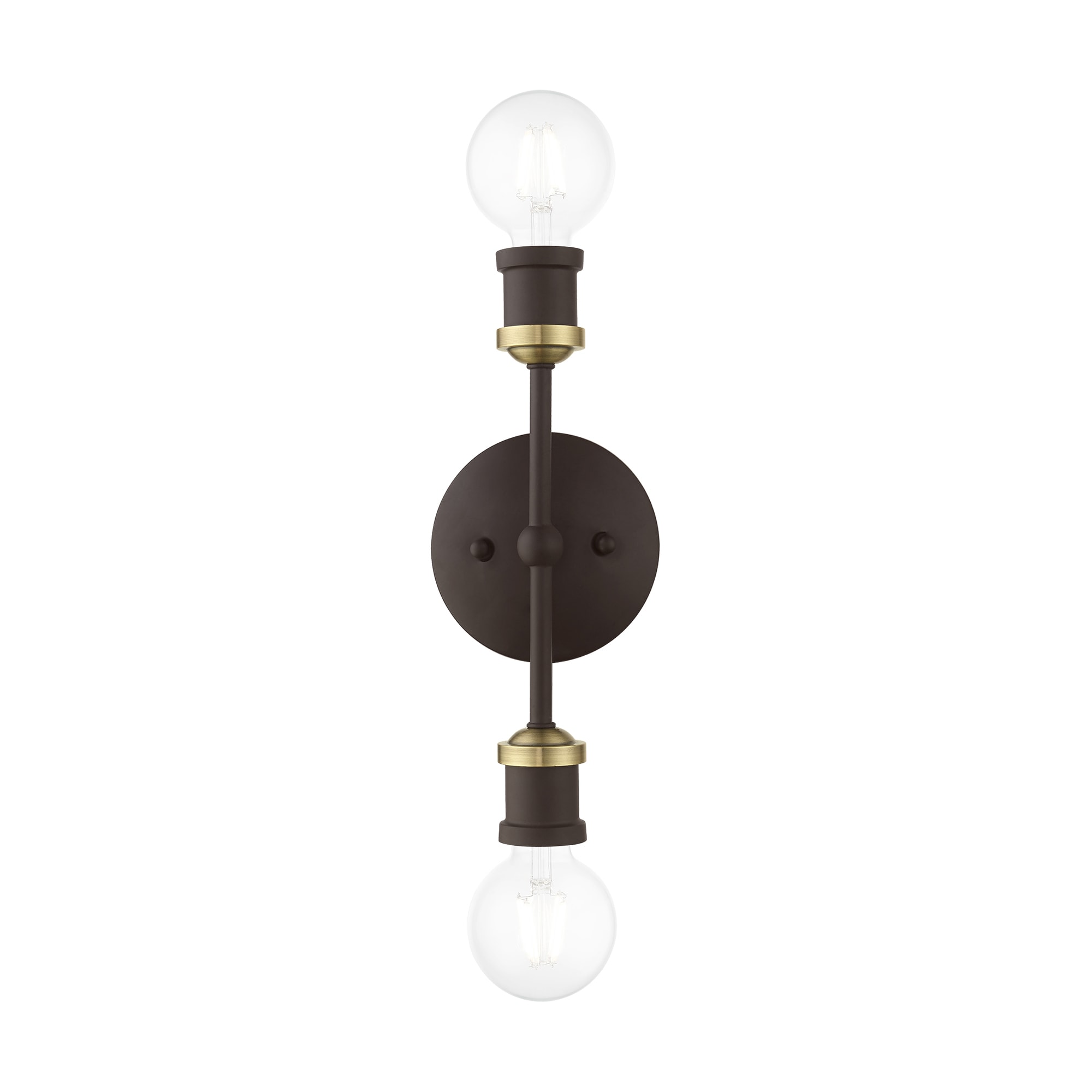 Lansdale 12" Contemporary Urban Two-Light Sconce in Bronze and Brass