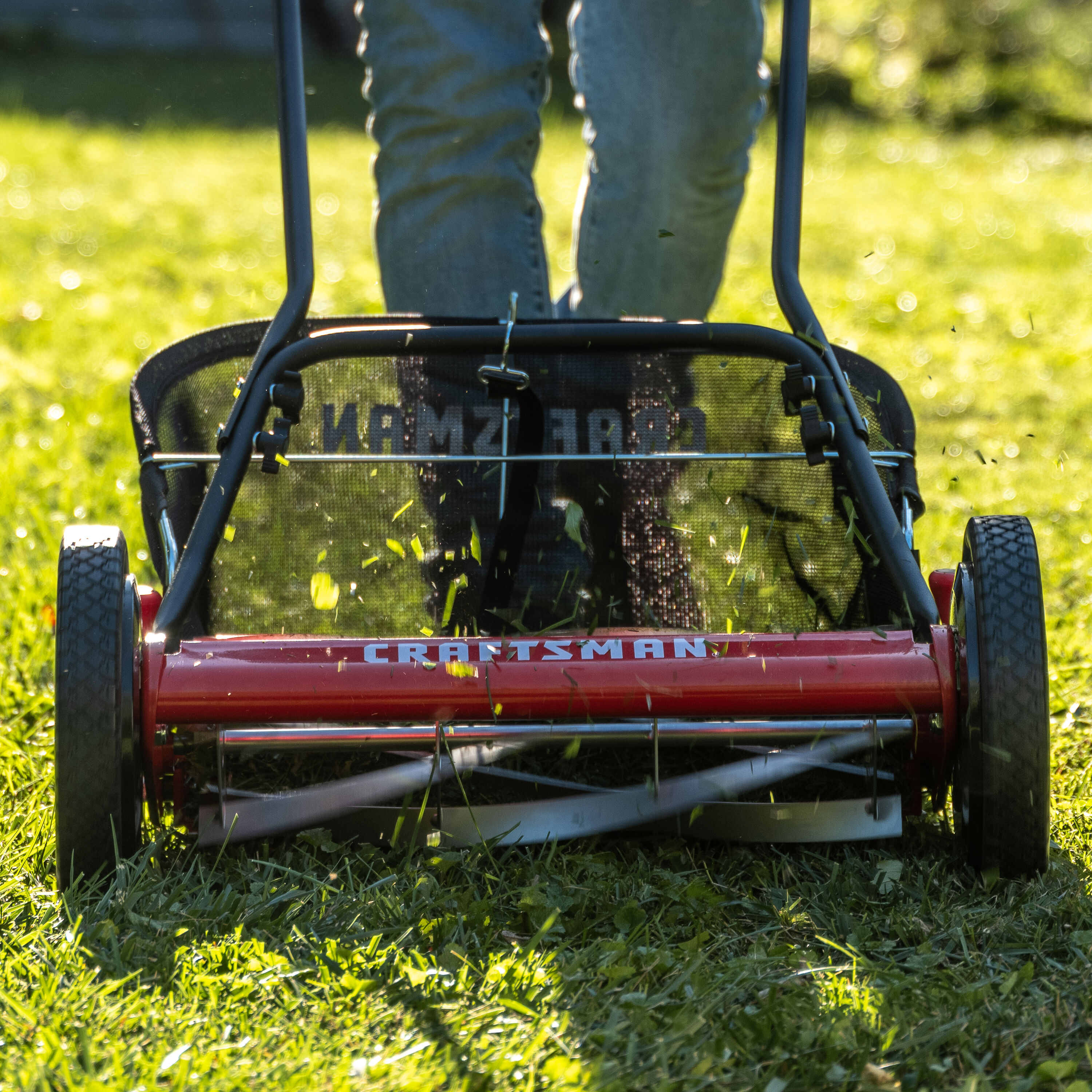 18 Manual Walk Behind Reel Lawn Mower With Grass Catcher, Bunnings Manual  Mower