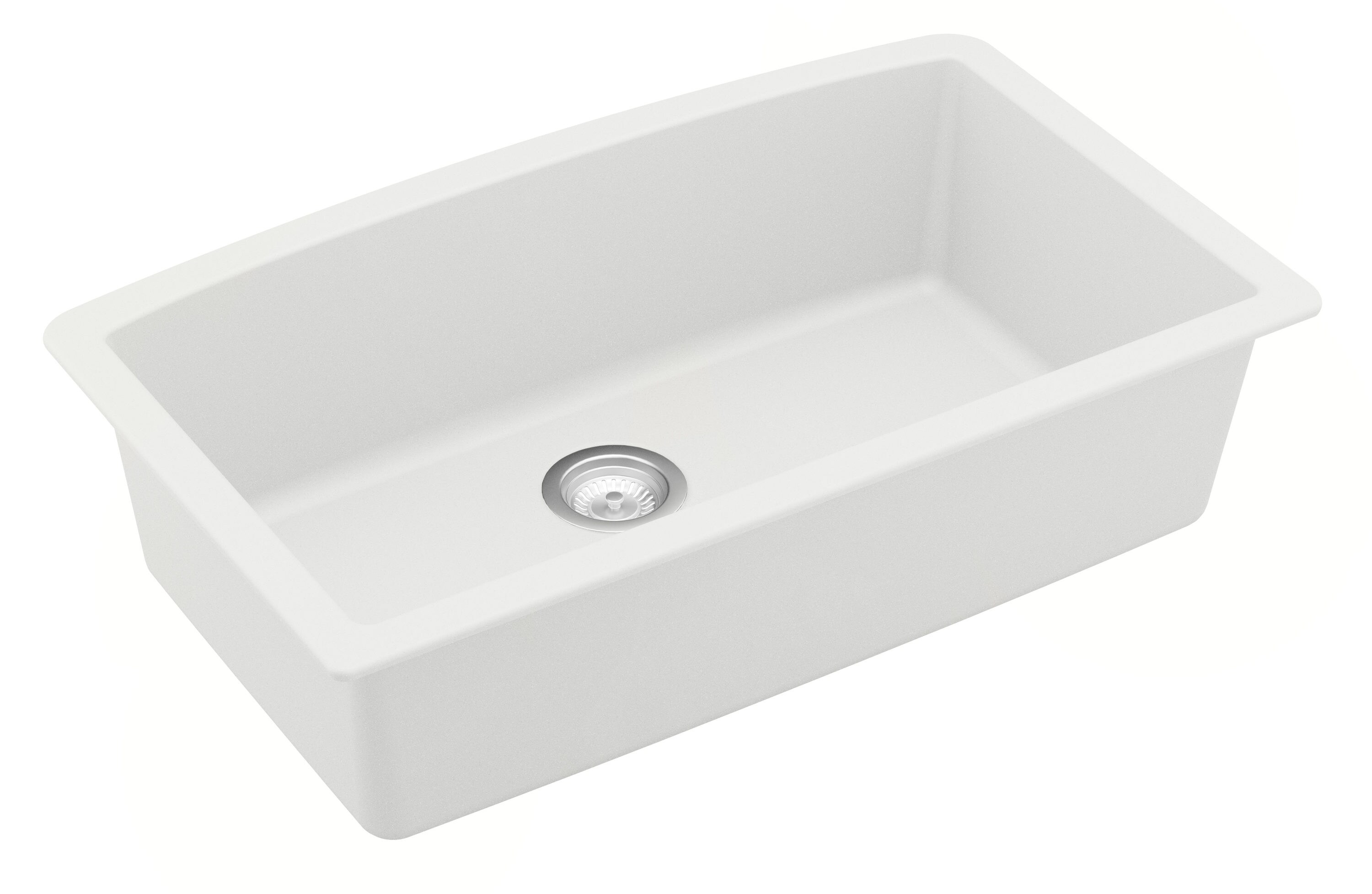 Karran Undermount 32-in x 19.5-in White Quartz Single Bowl Kitchen Sink ...