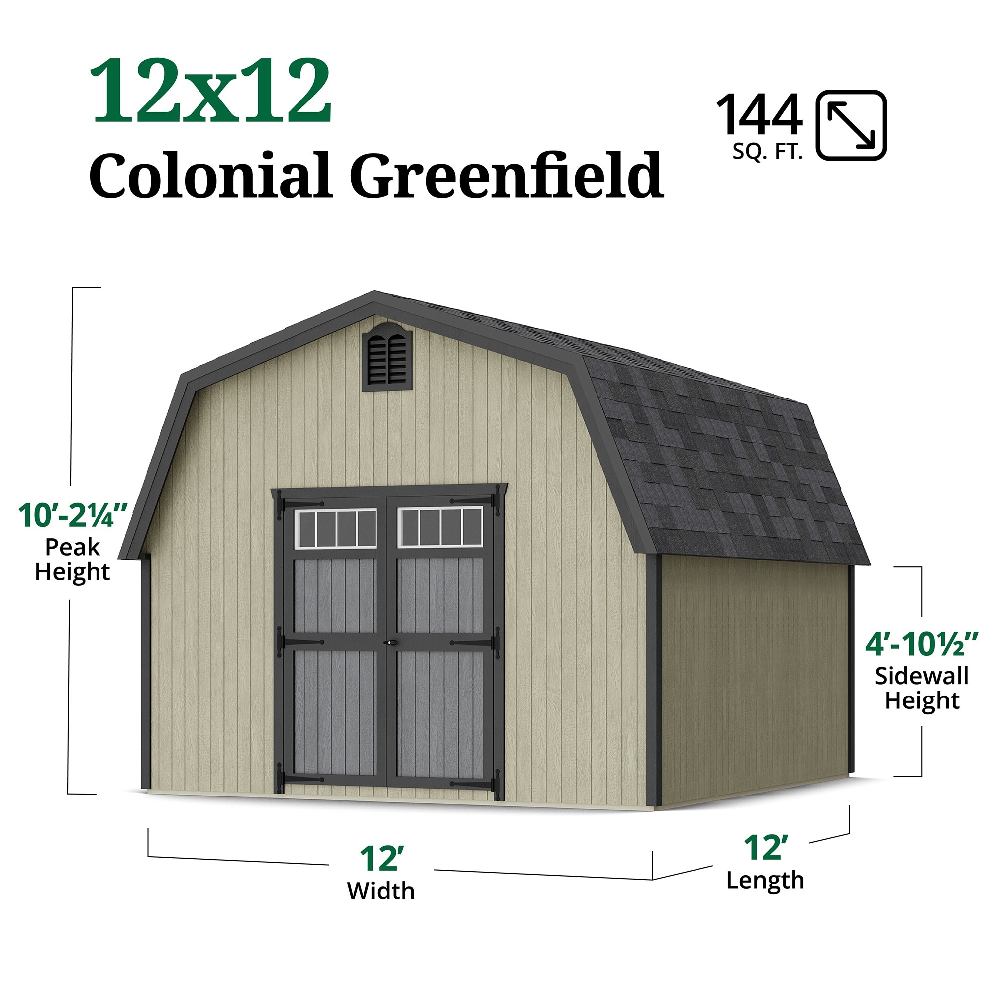 Little Cottage Co 12X12 GCGS-PC Wood-Storage-Buildings - View #3