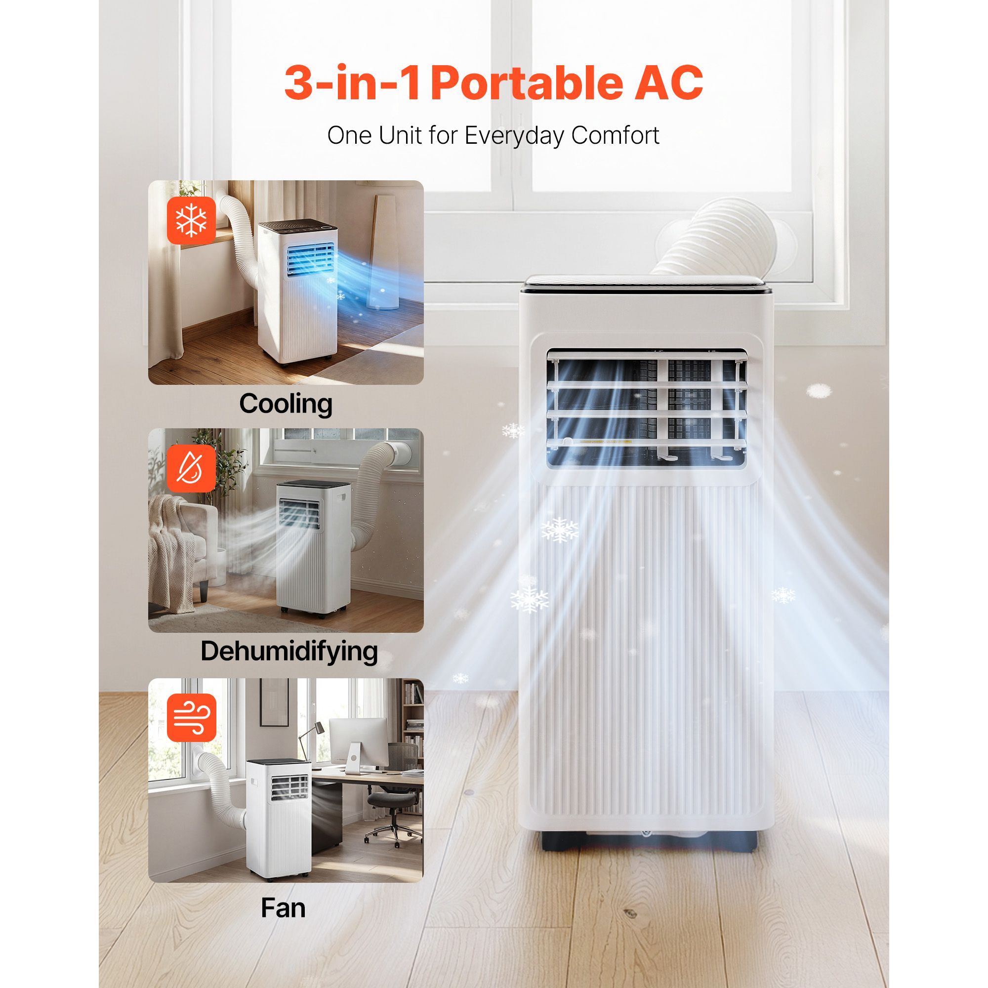 JUSHUA White 10000 BTU Portable Air Conditioner 3 in 1 Cooling Dehumidifier Fan with Remote Sansujyuku sansujyuku.com