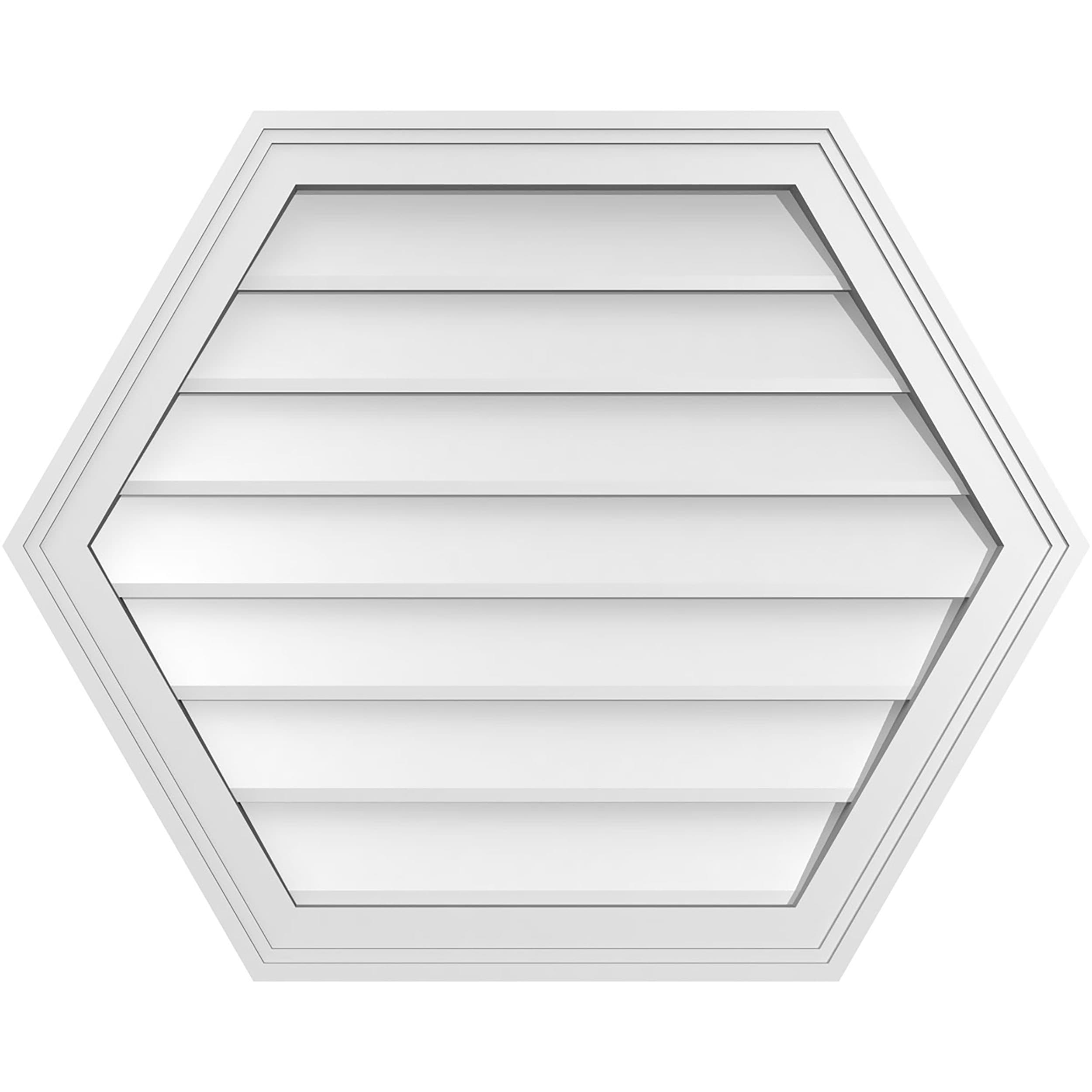 Ekena Millwork GVPHP30X2402SN 30-Inches x 24-Inches Off-white Peaked PVC Gable Louver Vent