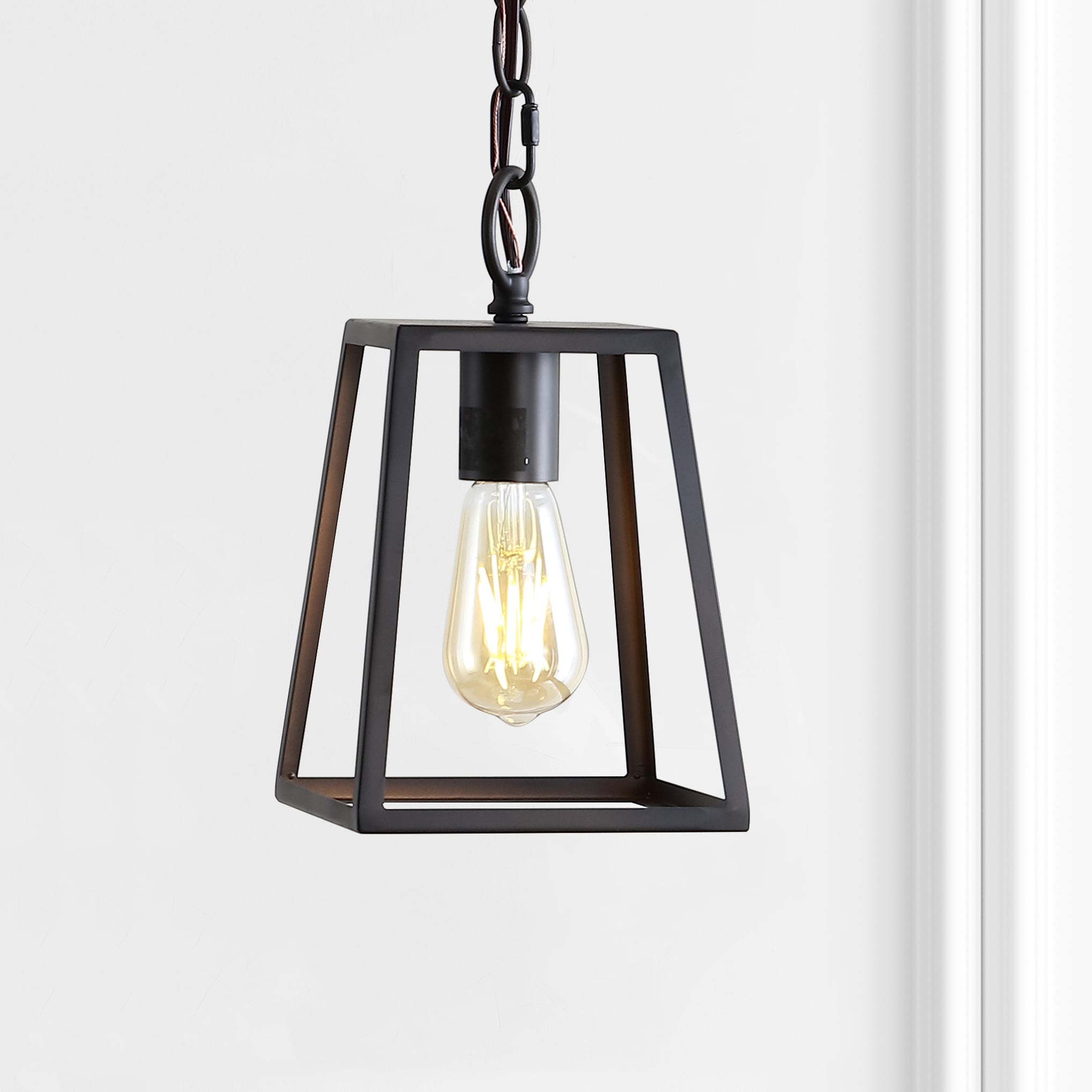 JONATHAN  Y JYL3525B Ira 6.25" Adjustable Drop Metal Traditional Transitional Oil Rubbed Bronze Farmhouse Lantern Mini Hanging Kitchen island light