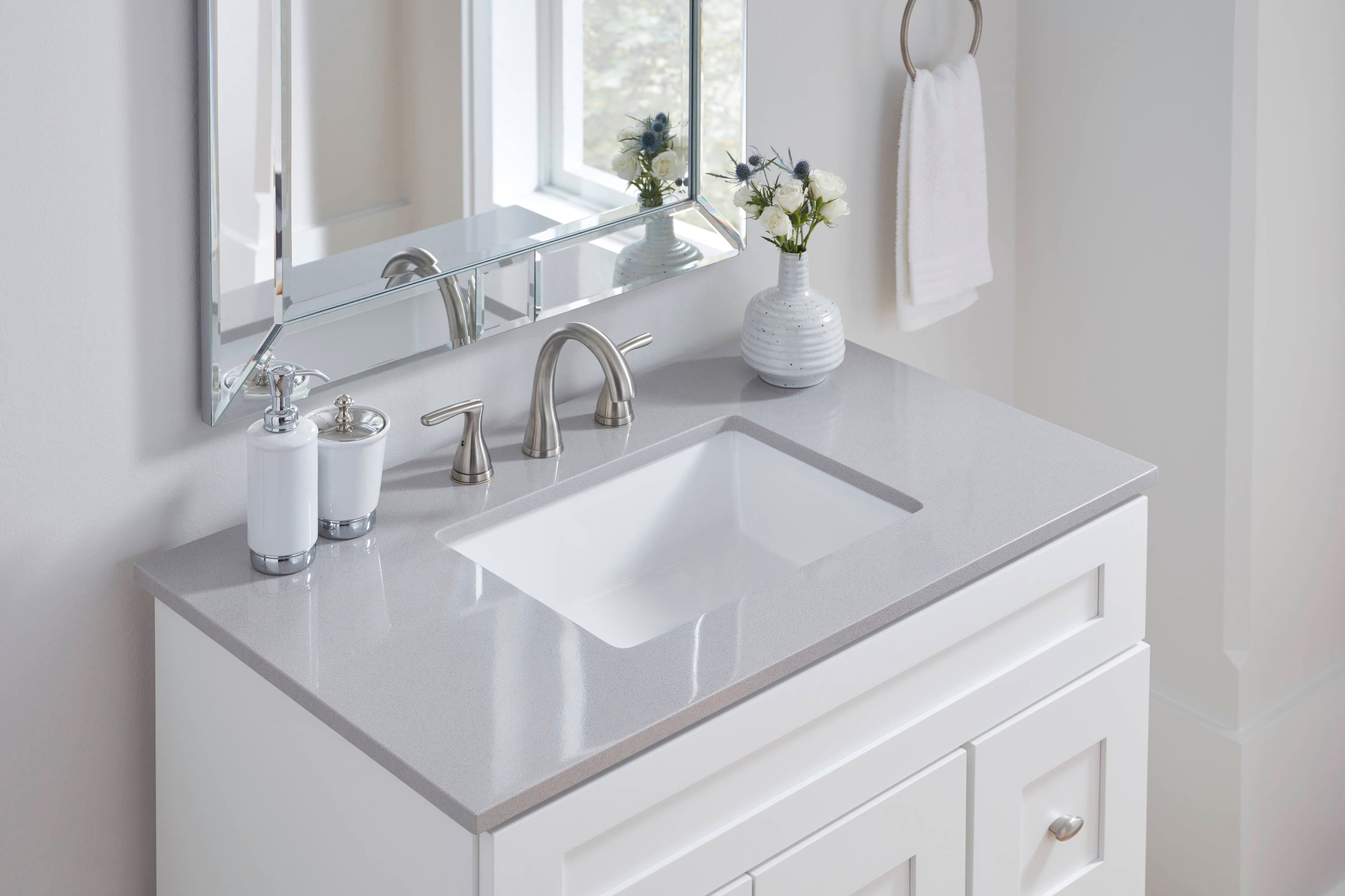 allen + roth White Drop-In Rectangular Traditional Bathroom Sink (21.26-in  x 18.5-in) at