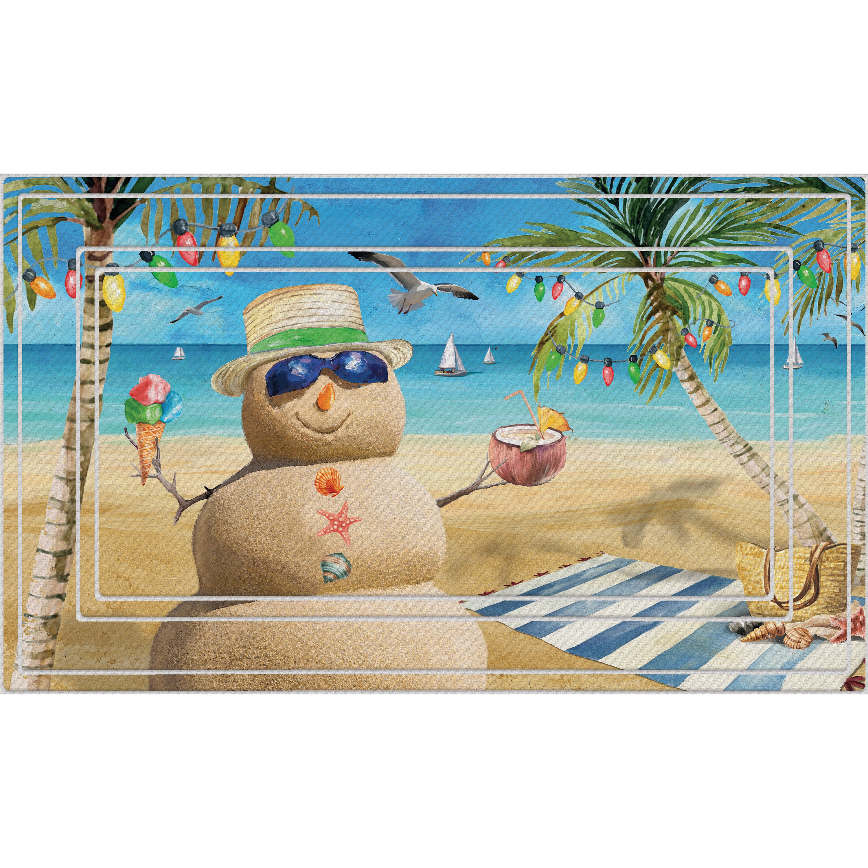 Holiday Living 18-in x 30-in Multiple colors/finishes Recycled rubber Non-Slip Grip Indoor or outdoor Tropical Door Mat