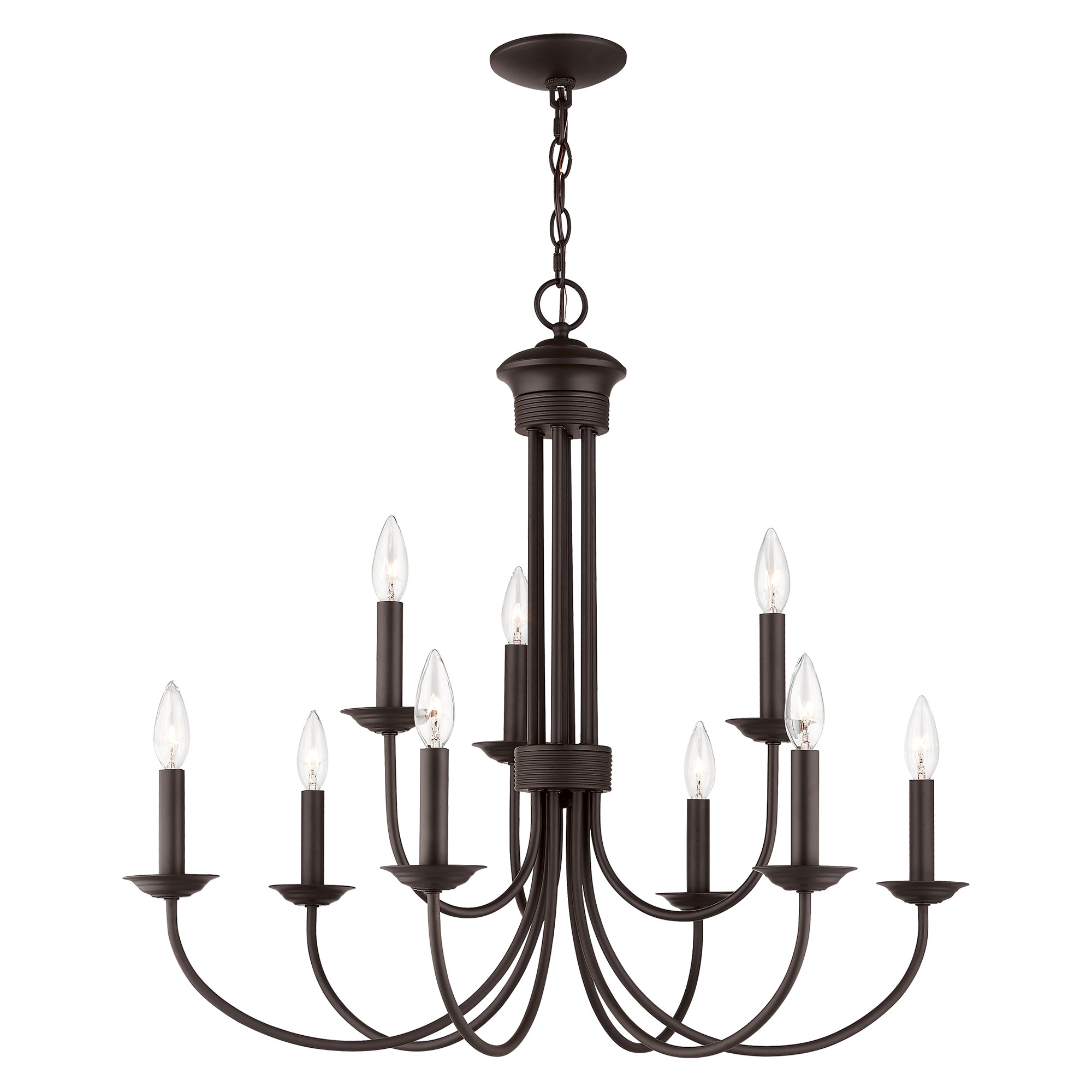 Livex Lighting 42687-07 Estate 9 -Light Matte Bronze Traditional For Use in Bathrooms, Bedrooms, Dining Rooms, Foyers, Kitchens, Living Rooms Chandelier