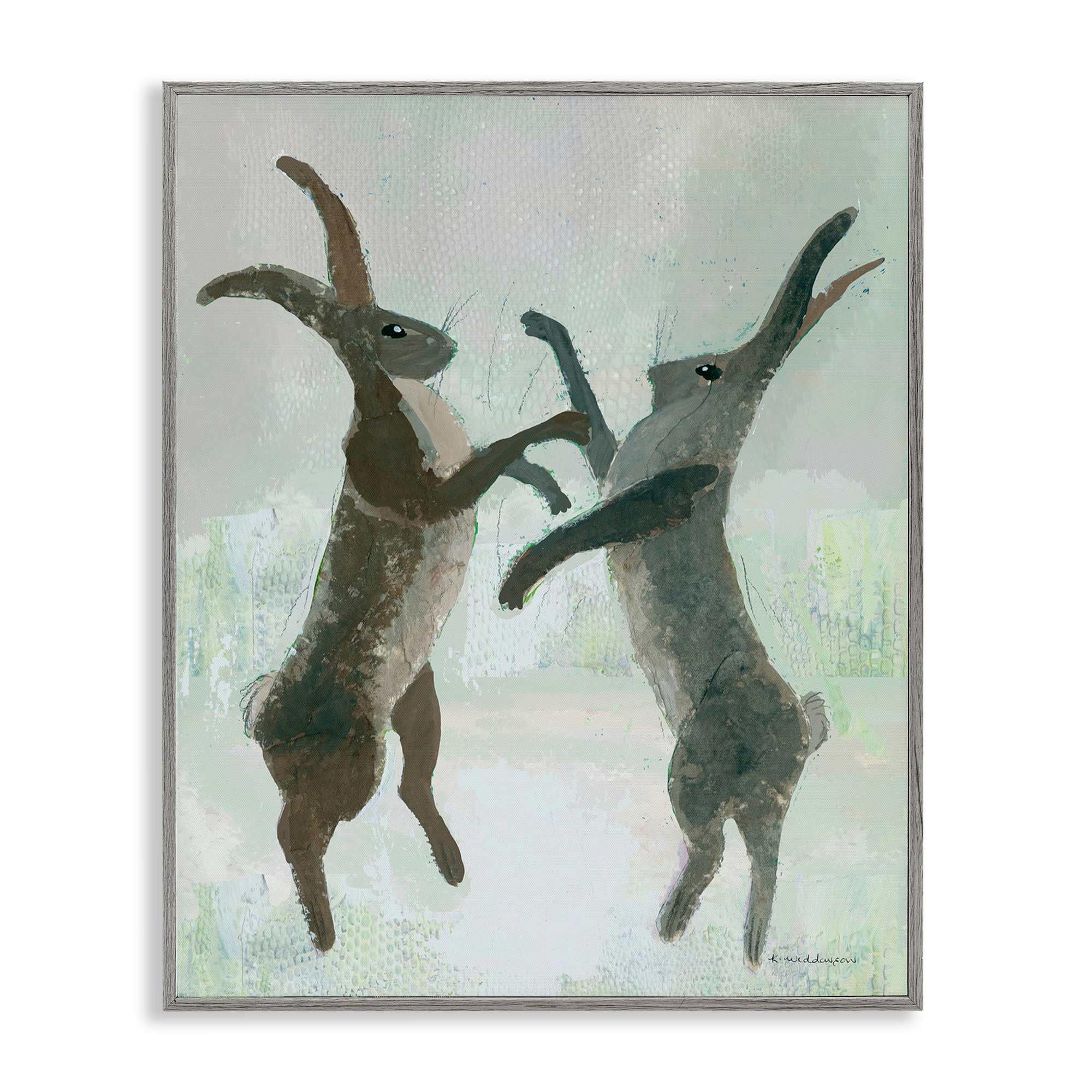 Stupell Industries BT-204-GFF-11X14 Boxing Hares Impression Framed Giclee design by Kay Widdowson