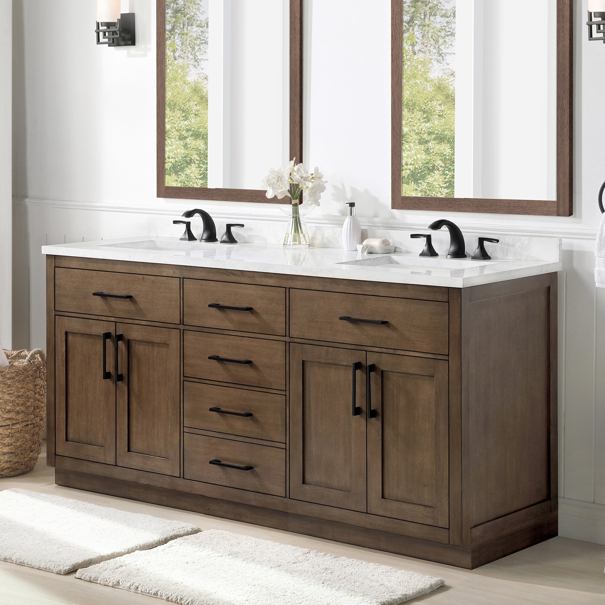 OVE Decors Athea 72-in Almond Latte Undermount Double Sink Bathroom ...