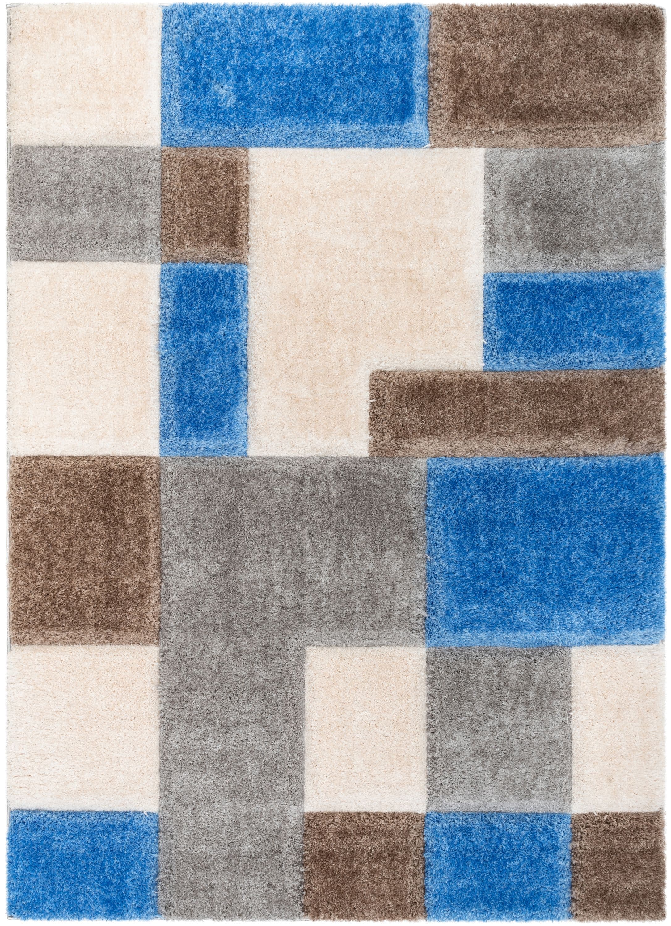 San Francisco Blue and Gray Geometric Shag Rug 8' x 10'