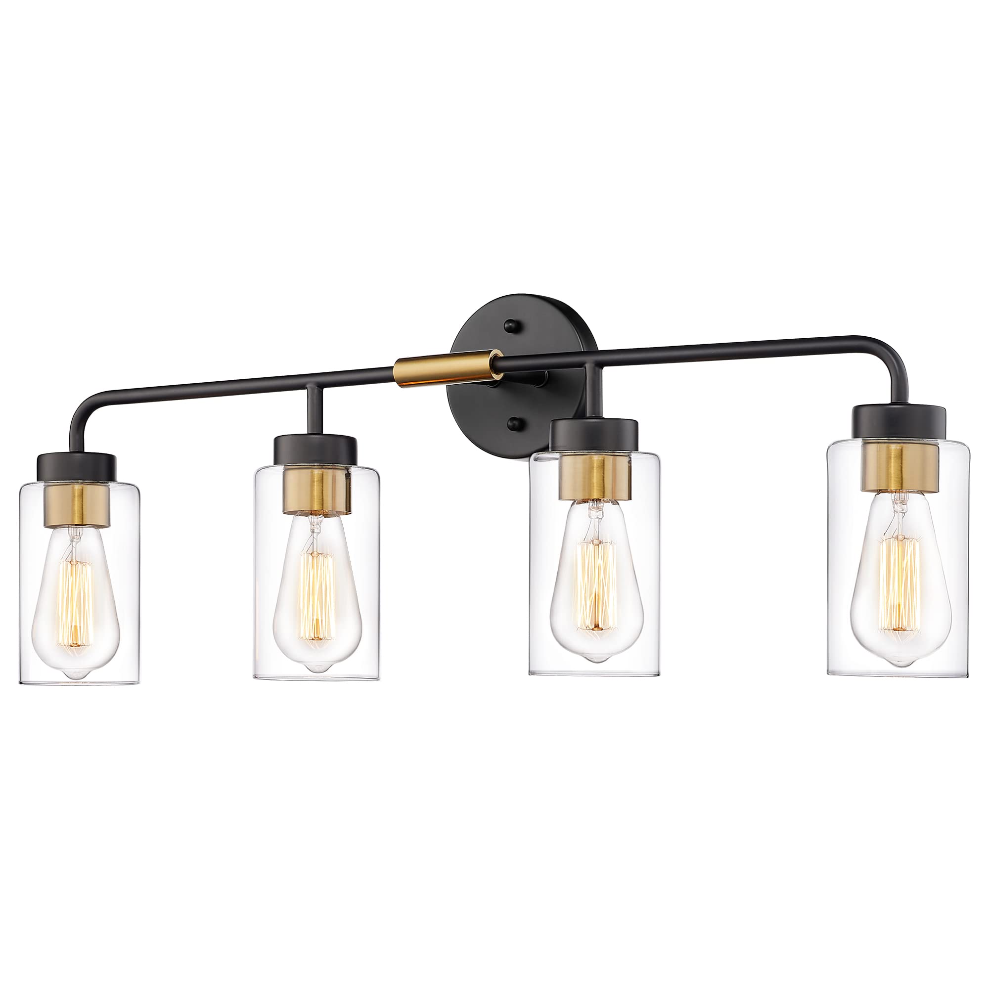 LTMATE LSZS62B-4W BK+BG JAZAVA 30-in 4 -Light Matte Black Farmhouse Vanity light
